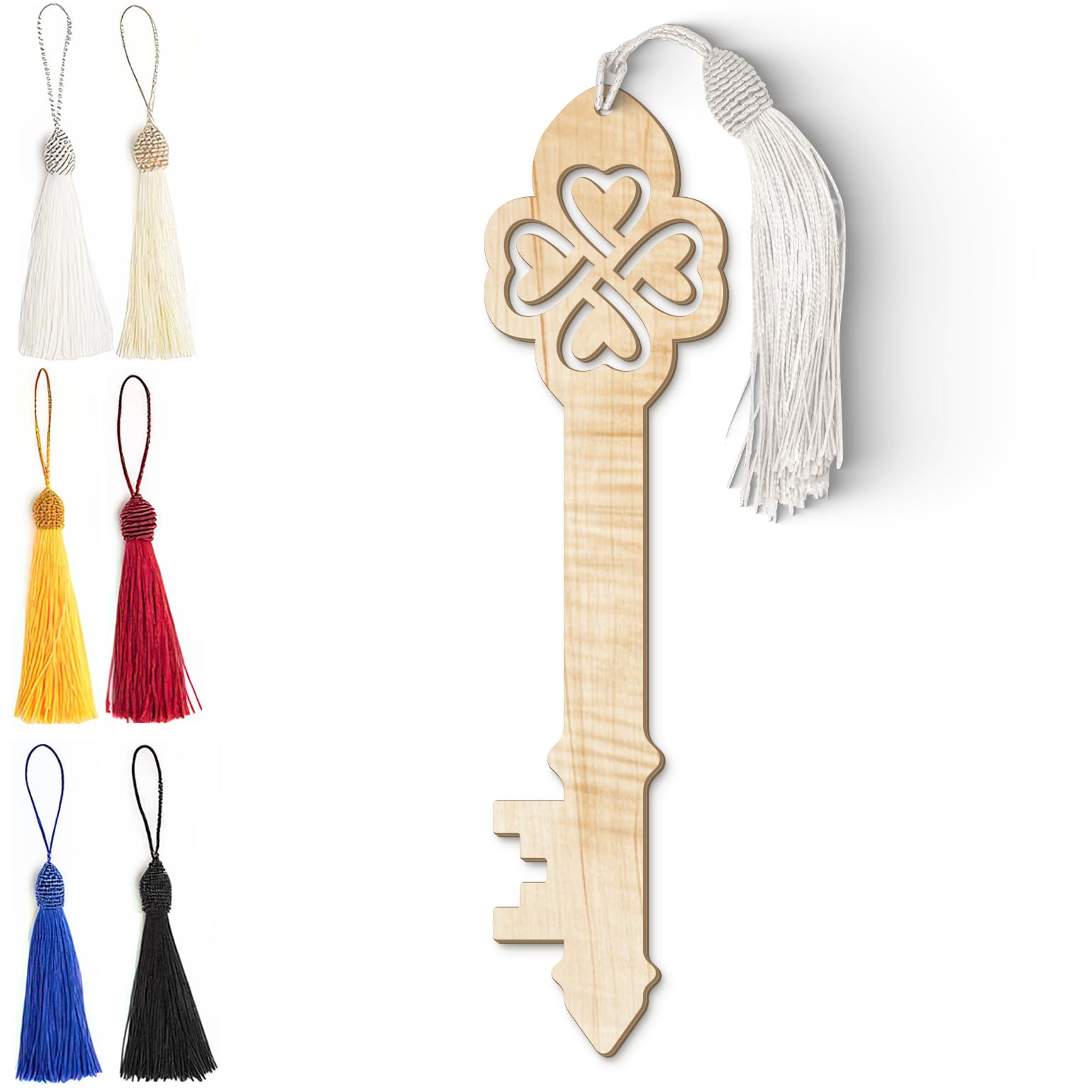Celtic Wooden Bookmark – Laser Cut Heart Knot Design with Silky Tassel