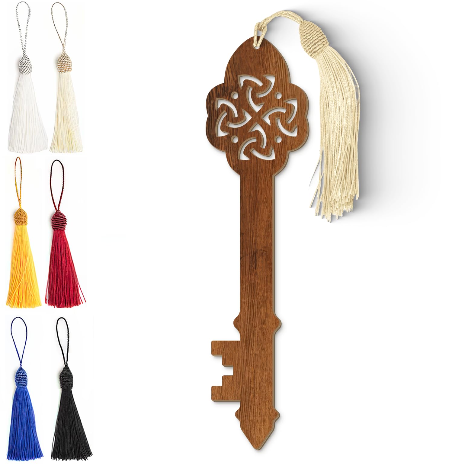 Celtic Wooden Bookmark – Laser Cut Trinity Knot Design | Dark Wood Finish Tassel