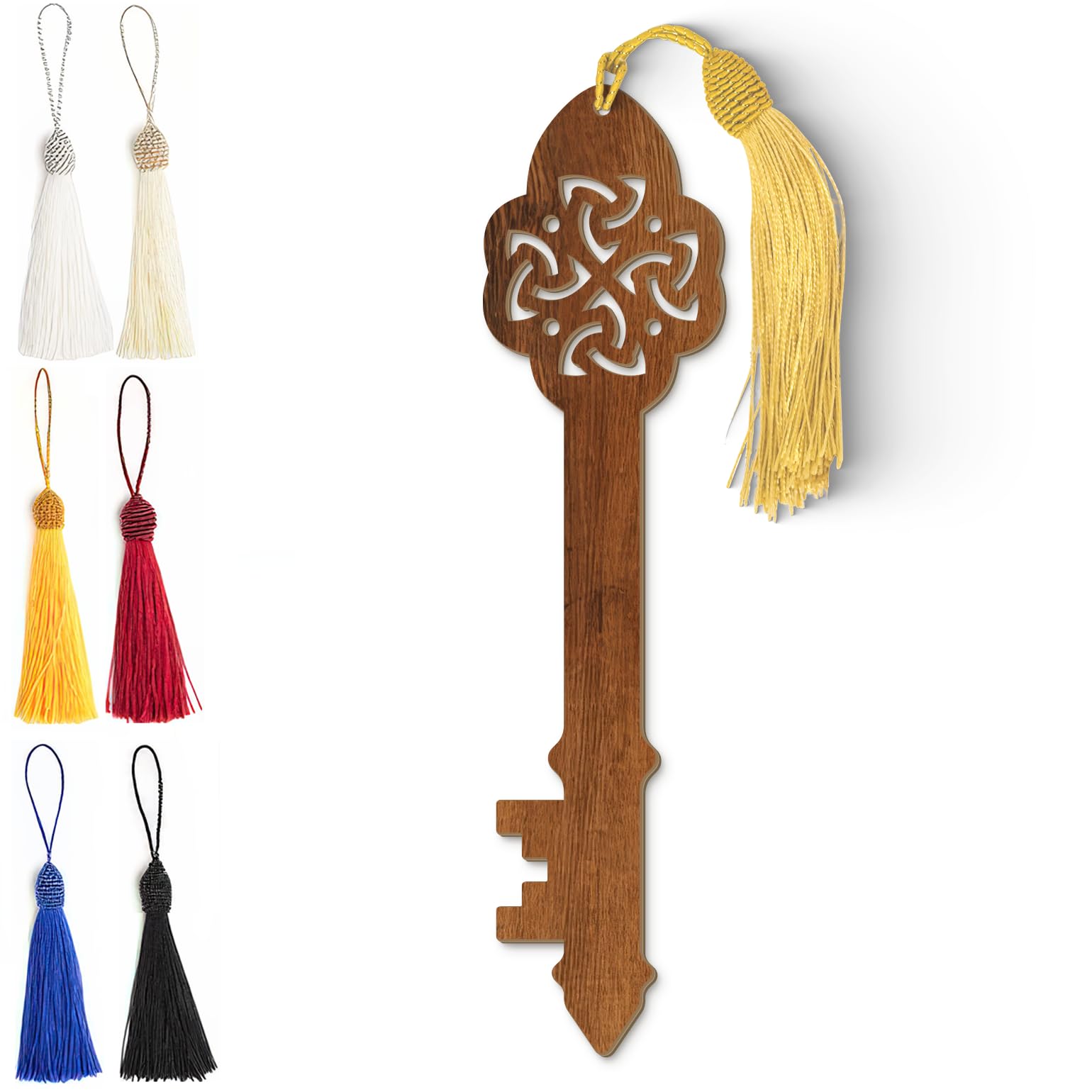 Celtic Wooden Bookmark – Laser Cut Trinity Knot Design | Dark Wood Finish Tassel