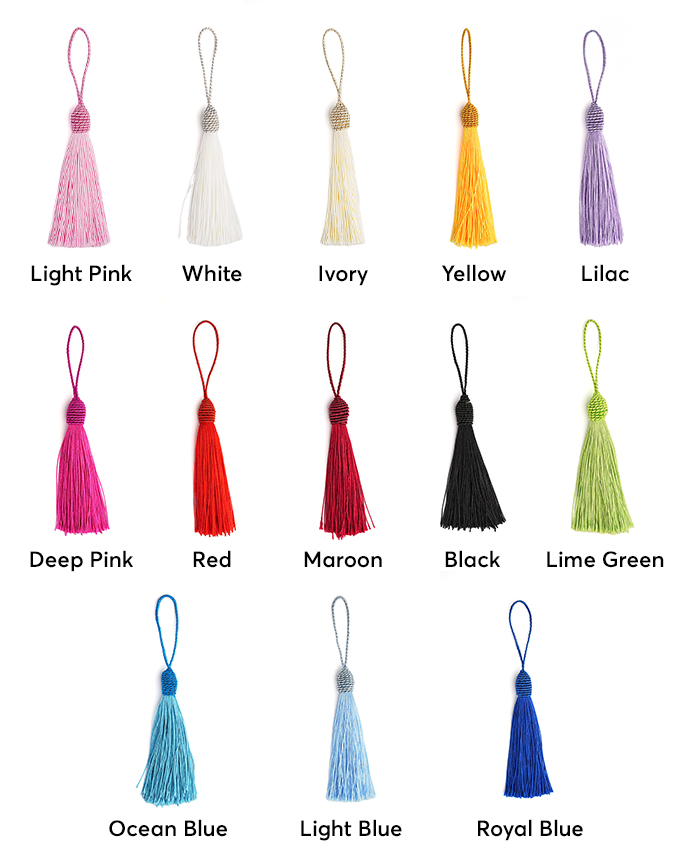 a bunch of different colors of tassels