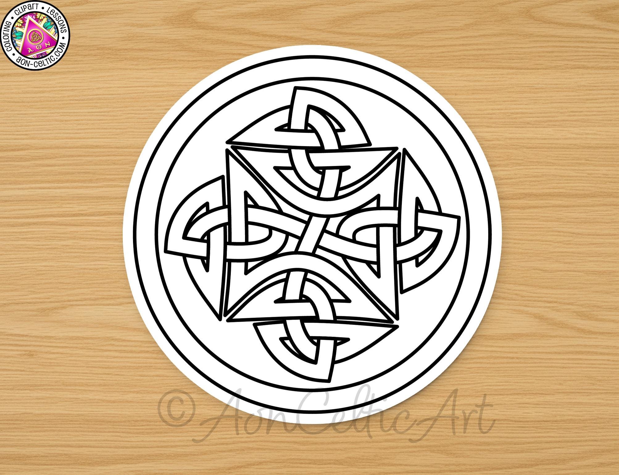 A circular design featuring a complex Celtic knot pattern, which is a traditional symbol often associated with Irish heritage and Celtic culture.