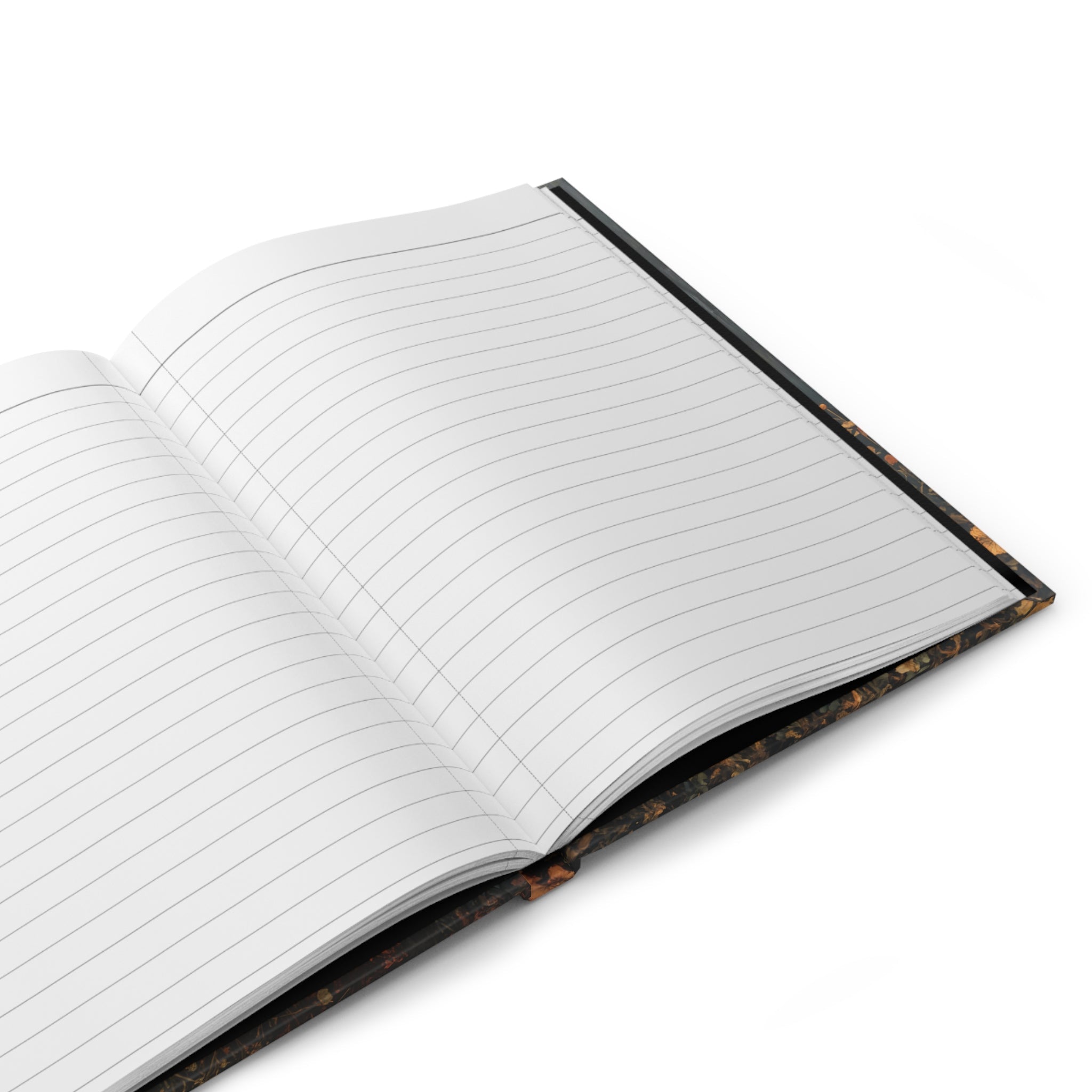an open notebook on a white background