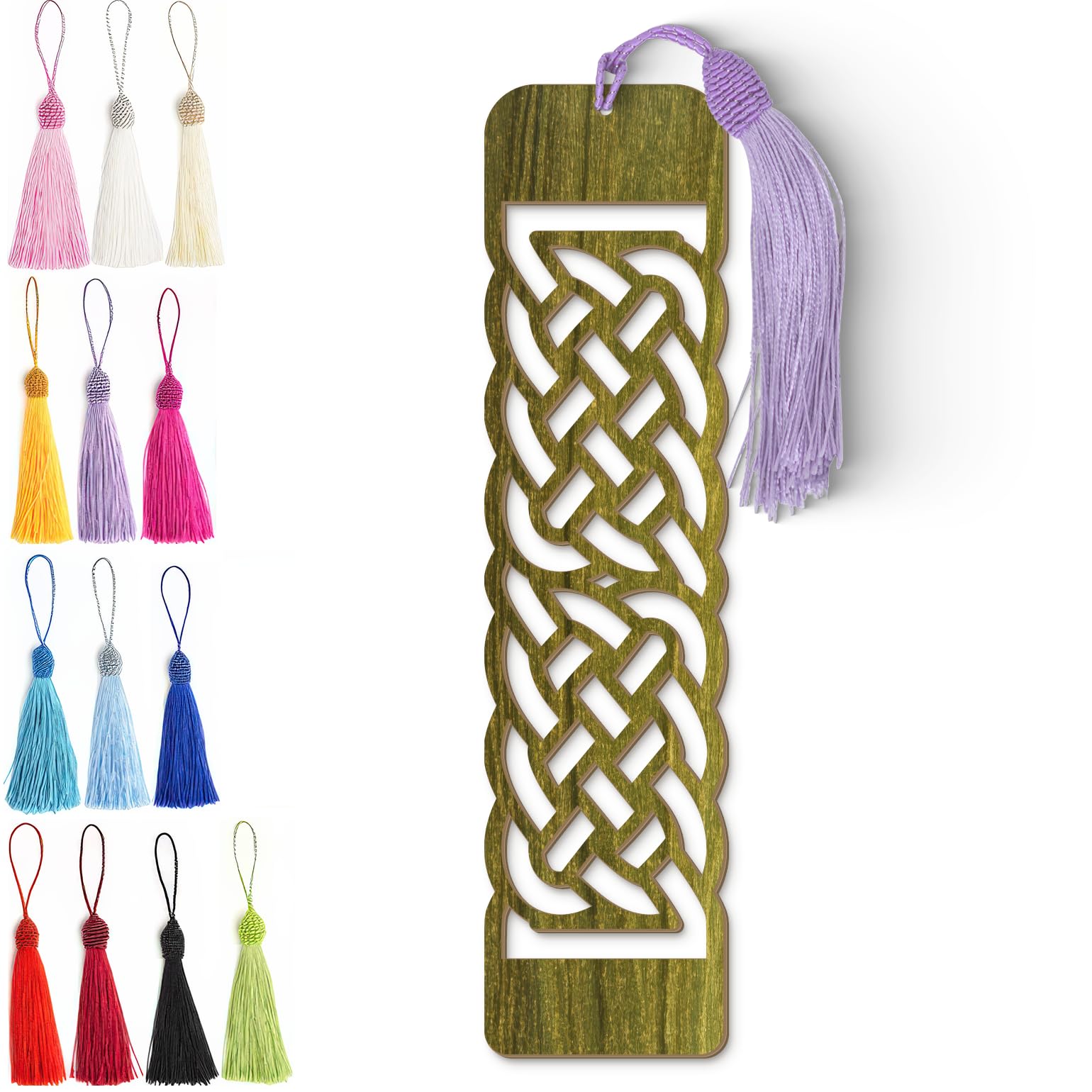Celtic Wooden Bookmark – Intricate Laser Cut Knot Design with Silky Tassel