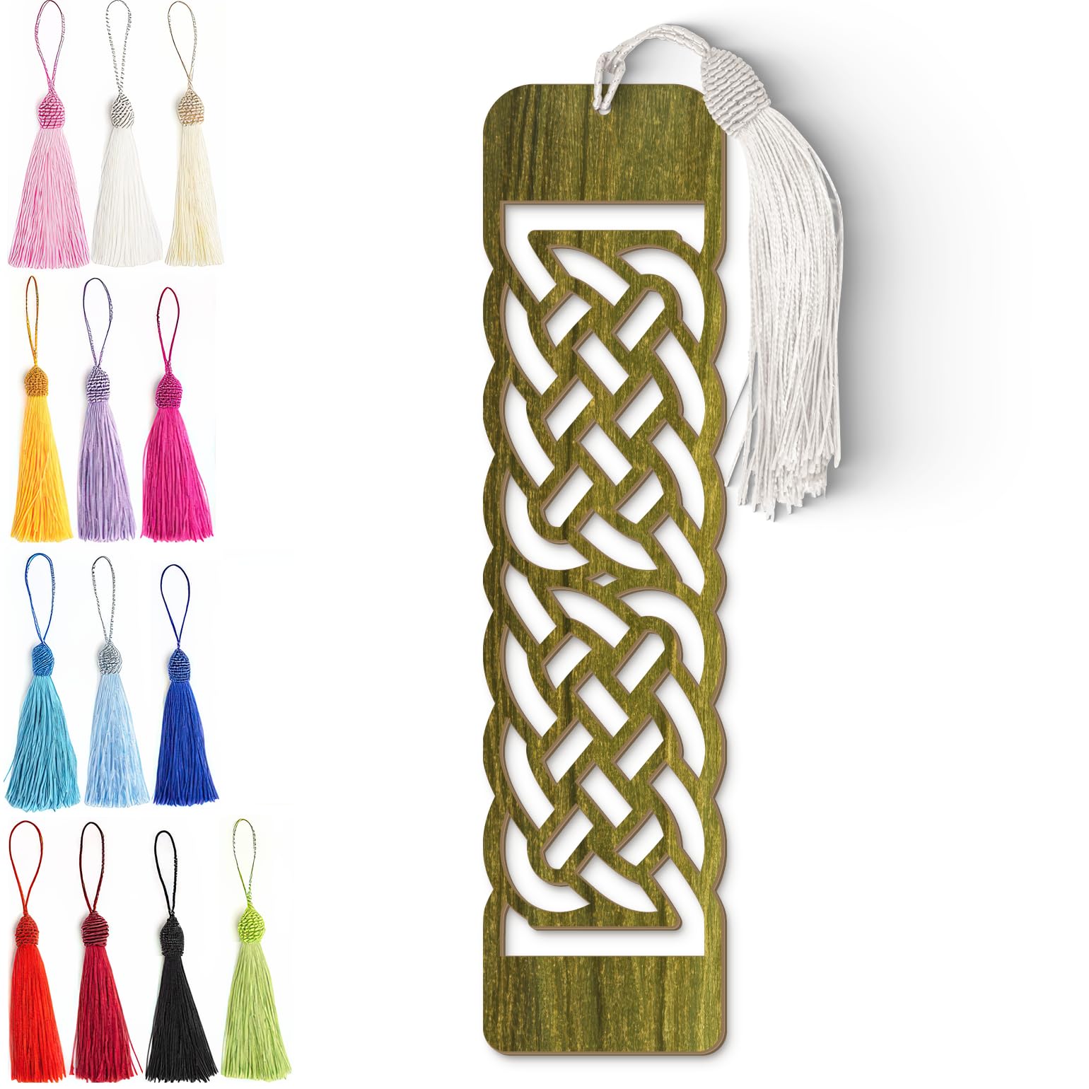 Celtic Wooden Bookmark – Intricate Laser Cut Knot Design with Silky Tassel