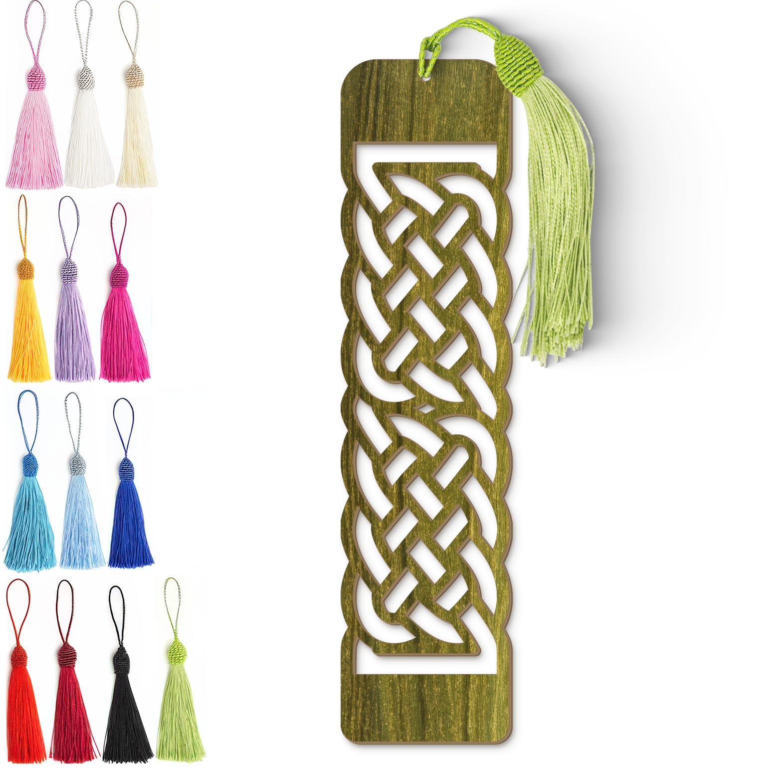 Celtic Wooden Bookmark – Intricate Laser Cut Knot Design with Silky Tassel