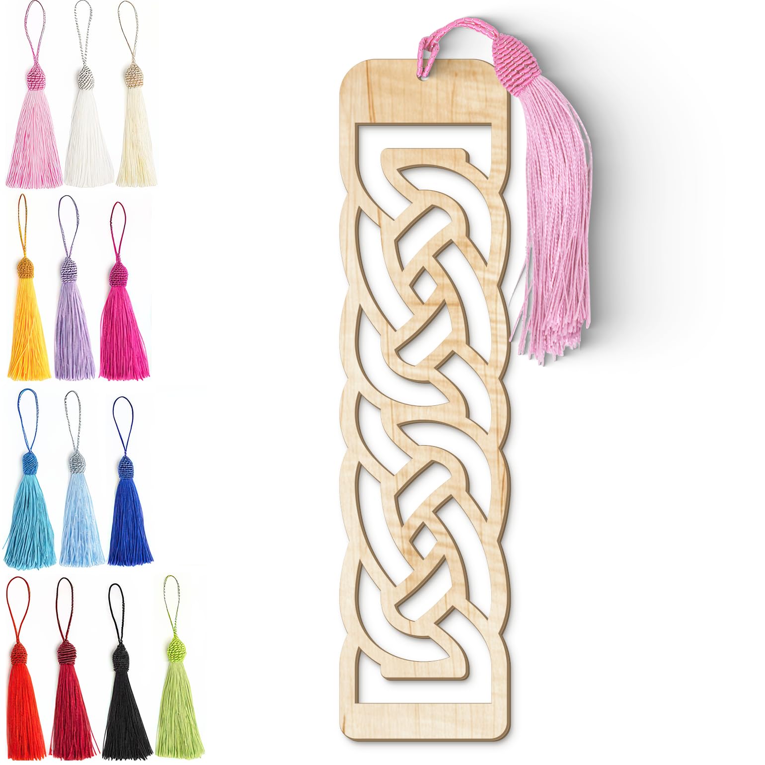 Celtic Wooden Bookmark – Laser Cut Interlocking Knot Design with Tassel