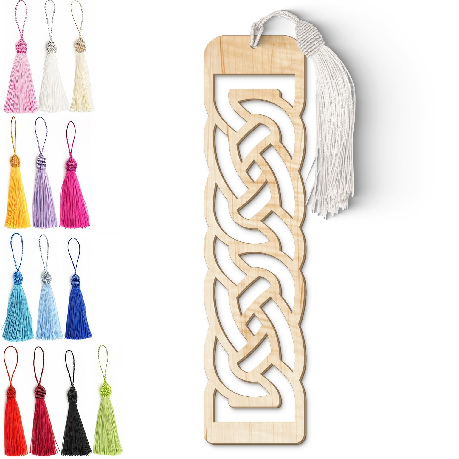 Celtic Wooden Bookmark – Laser Cut Interlocking Knot Design with Tassel