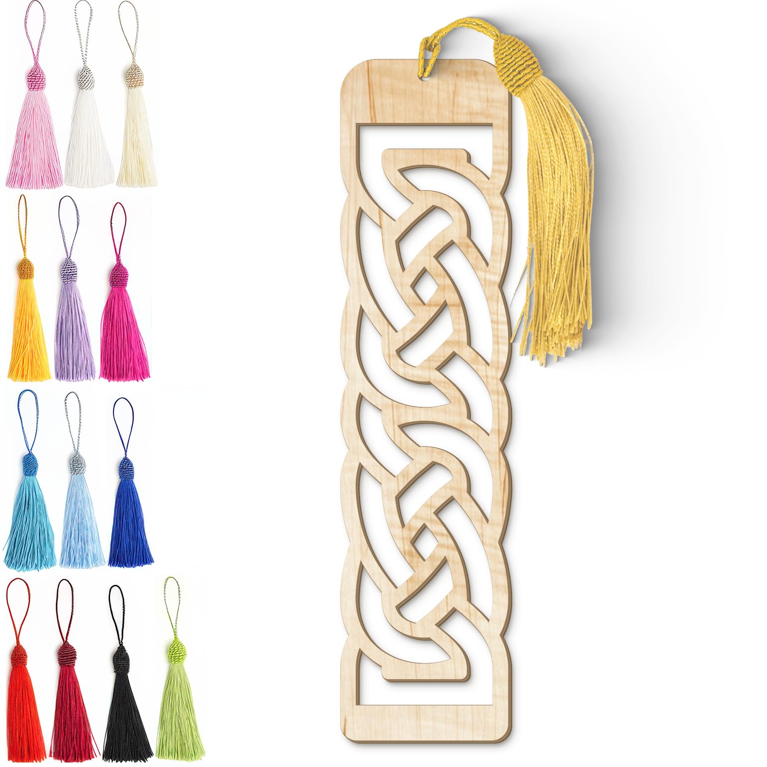 Celtic Wooden Bookmark – Laser Cut Interlocking Knot Design with Tassel