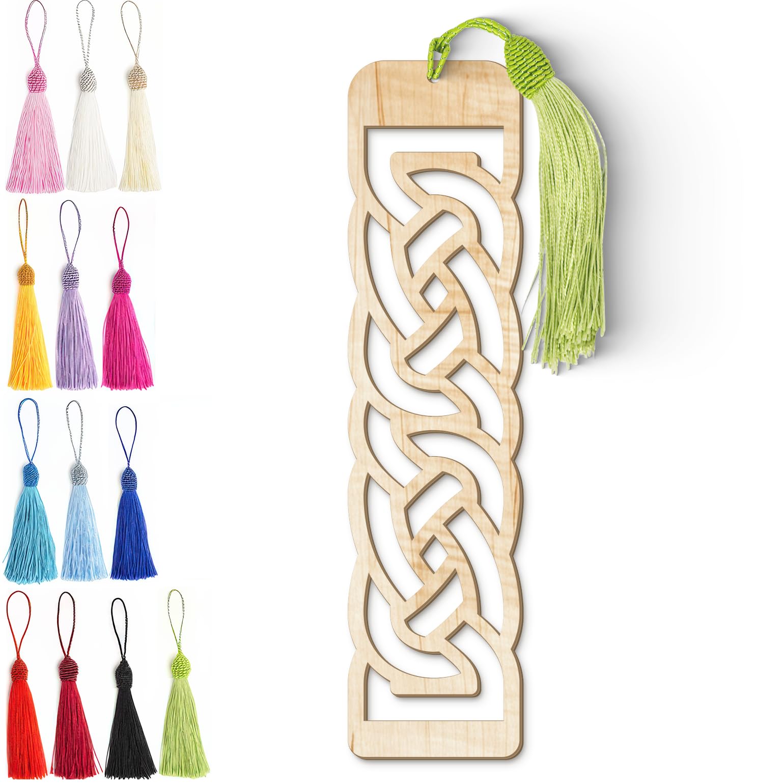 Celtic Wooden Bookmark – Laser Cut Interlocking Knot Design with Tassel