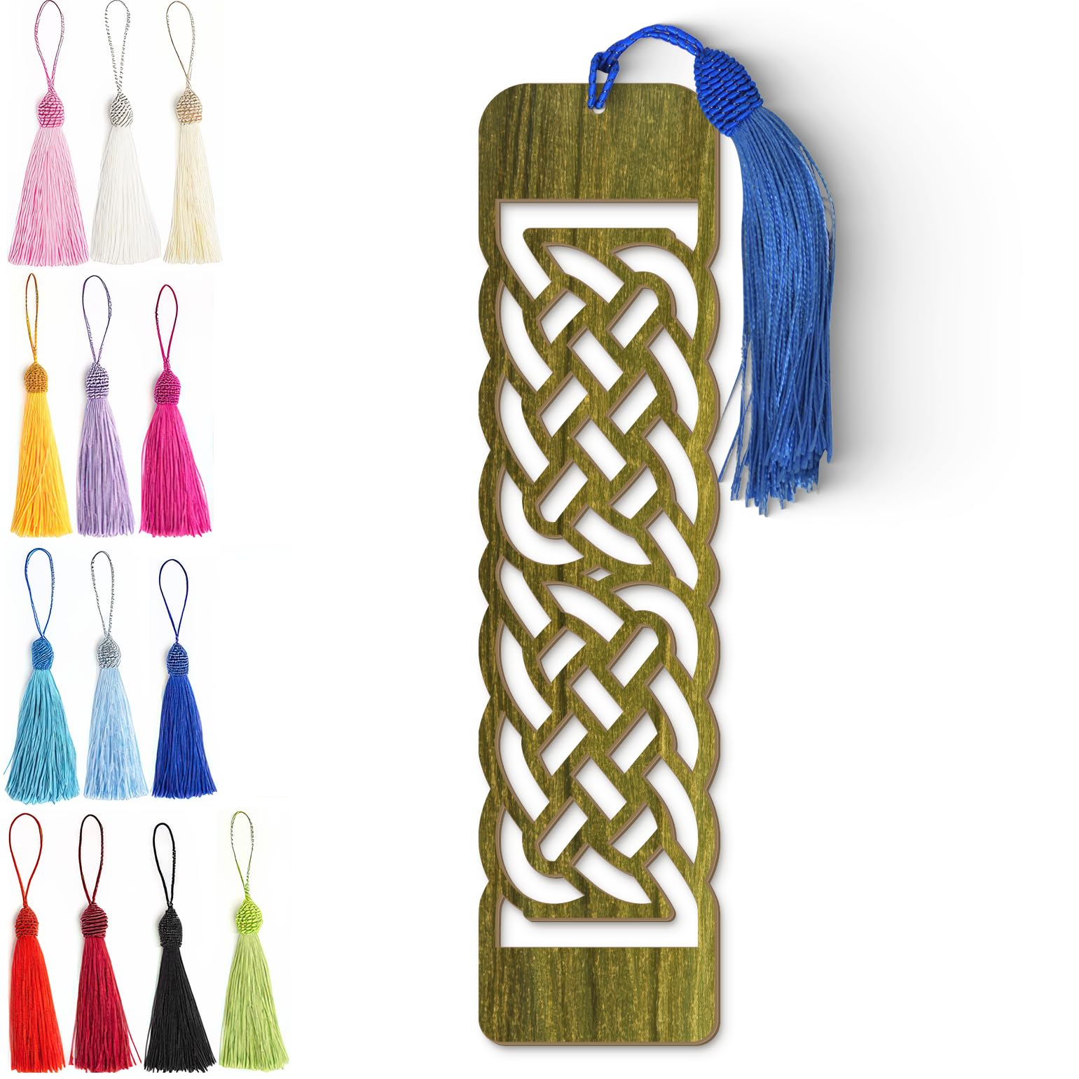 Celtic Wooden Bookmark – Intricate Laser Cut Knot Design with Silky Tassel