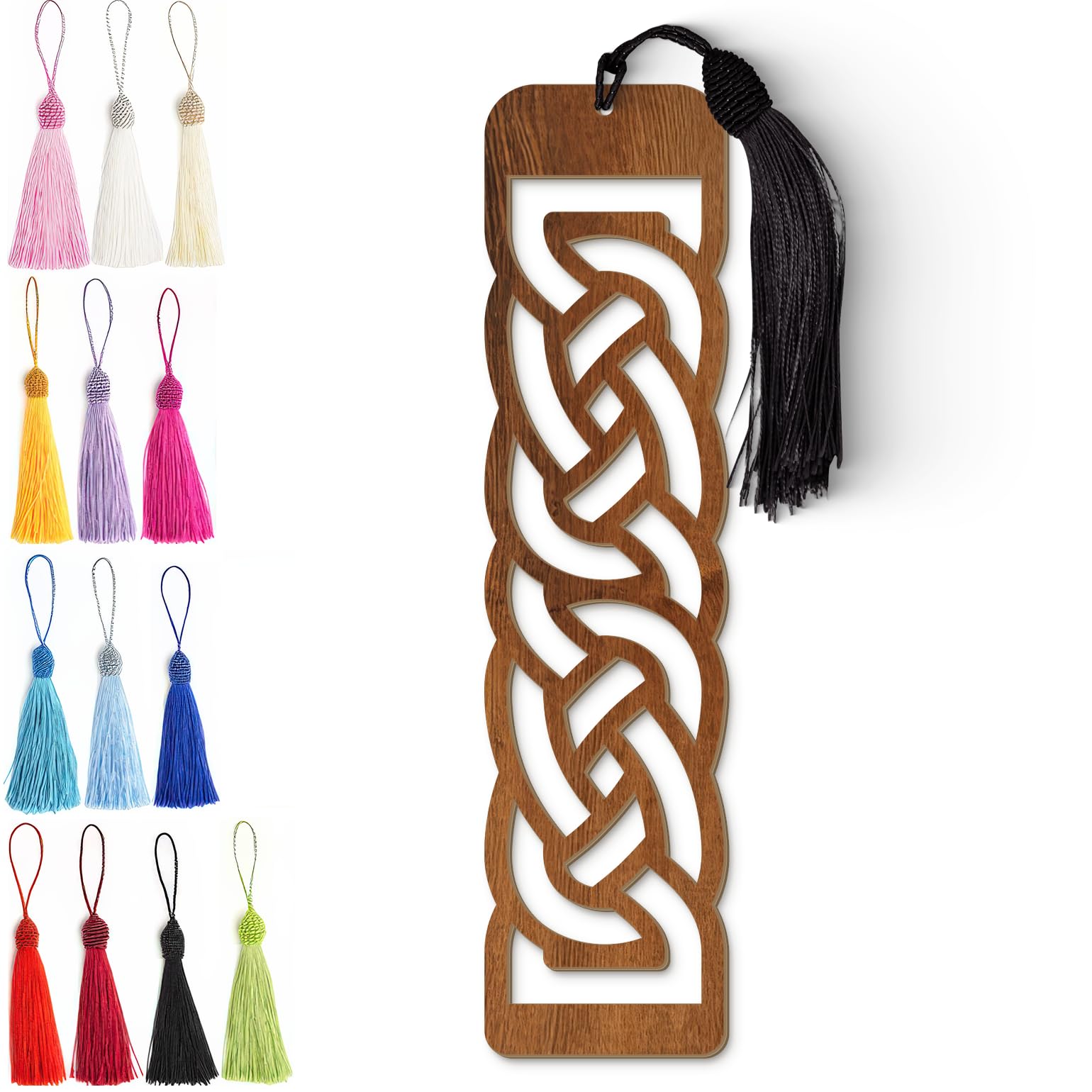 Celtic Wooden Bookmark – Laser Cut Interlocking Knot Design | Dark Wood Finish