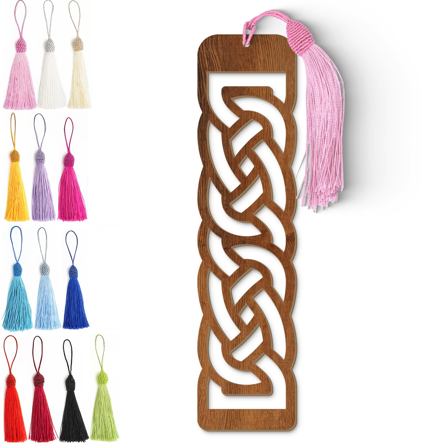 Celtic Wooden Bookmark – Laser Cut Interlocking Knot Design | Dark Wood Finish
