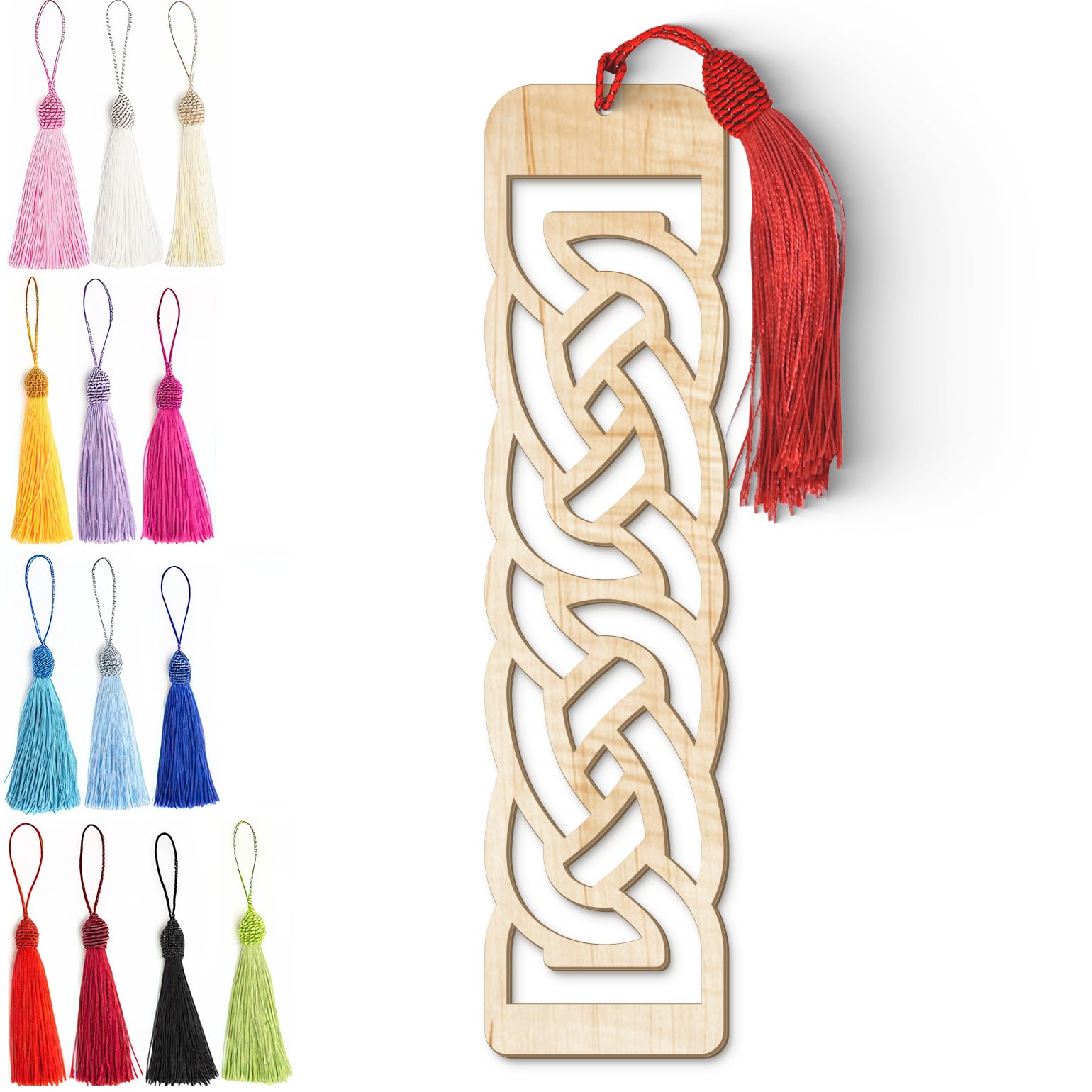 Celtic Wooden Bookmark – Laser Cut Interlocking Knot Design with Tassel