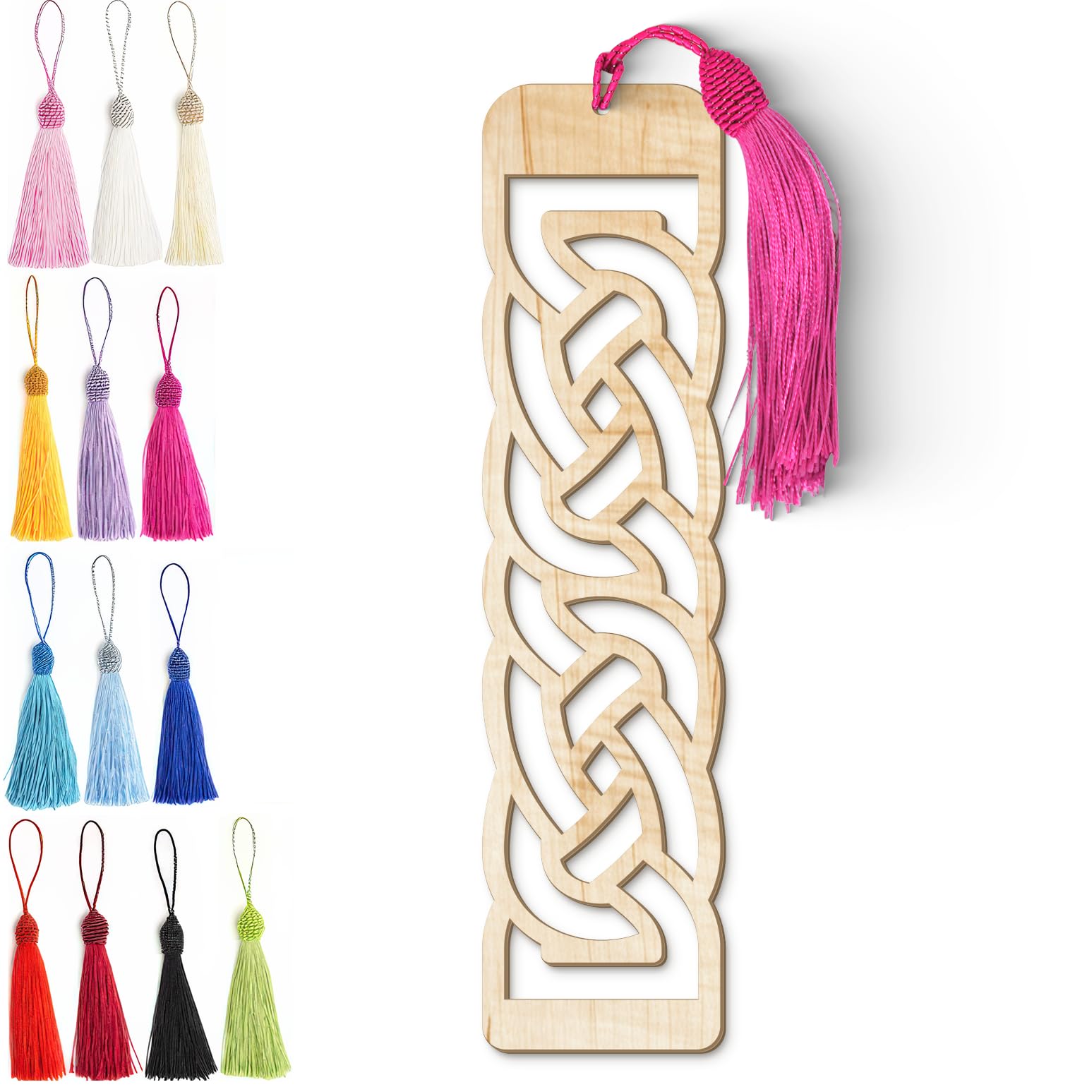 Celtic Wooden Bookmark – Laser Cut Interlocking Knot Design with Tassel