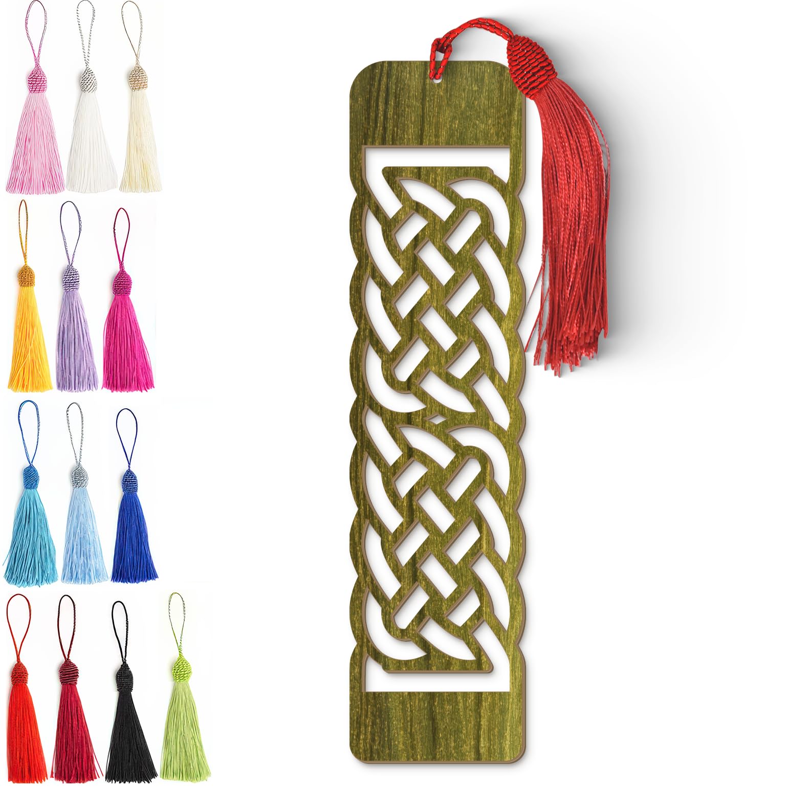 Celtic Wooden Bookmark – Intricate Laser Cut Knot Design with Silky Tassel