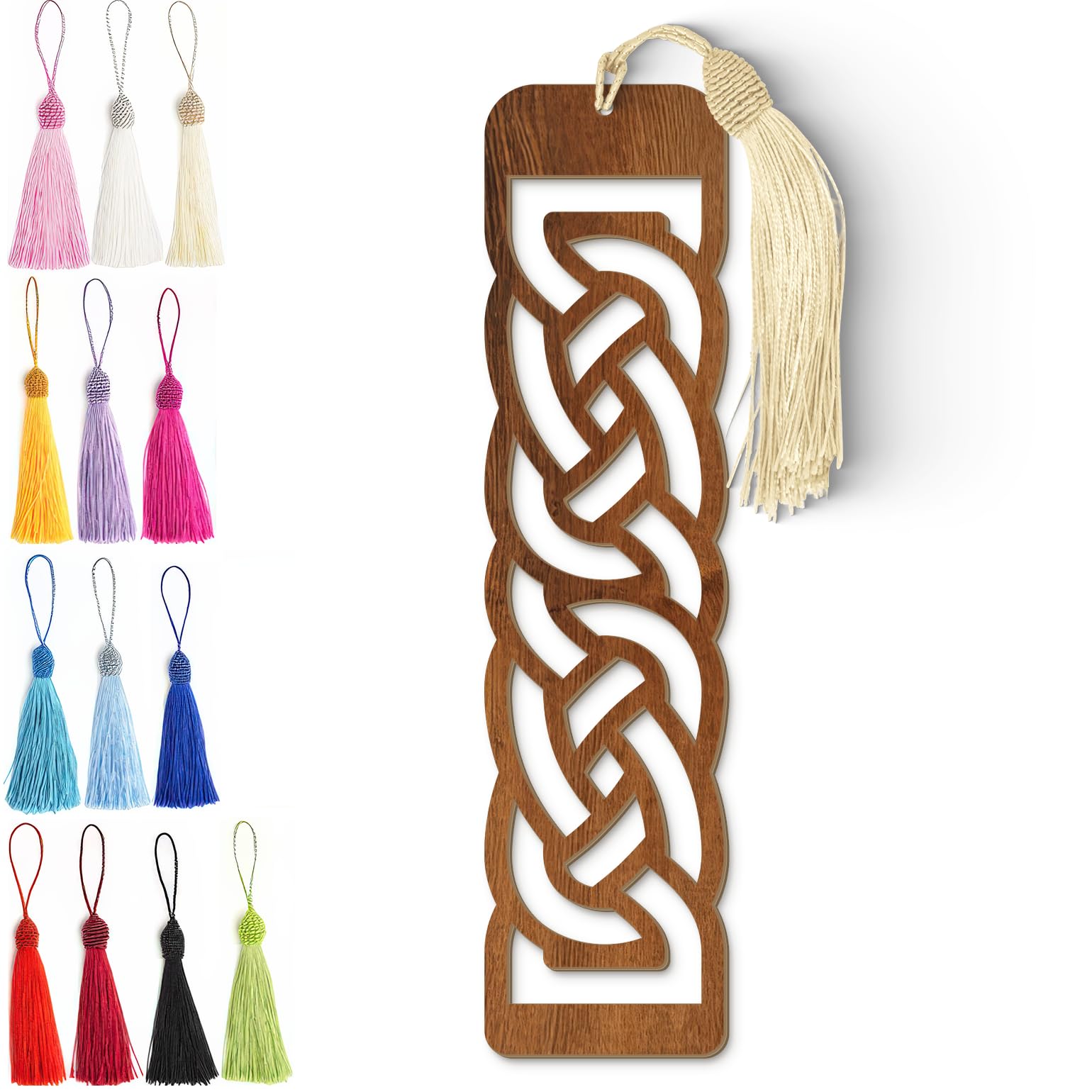 Celtic Wooden Bookmark – Laser Cut Interlocking Knot Design | Dark Wood Finish