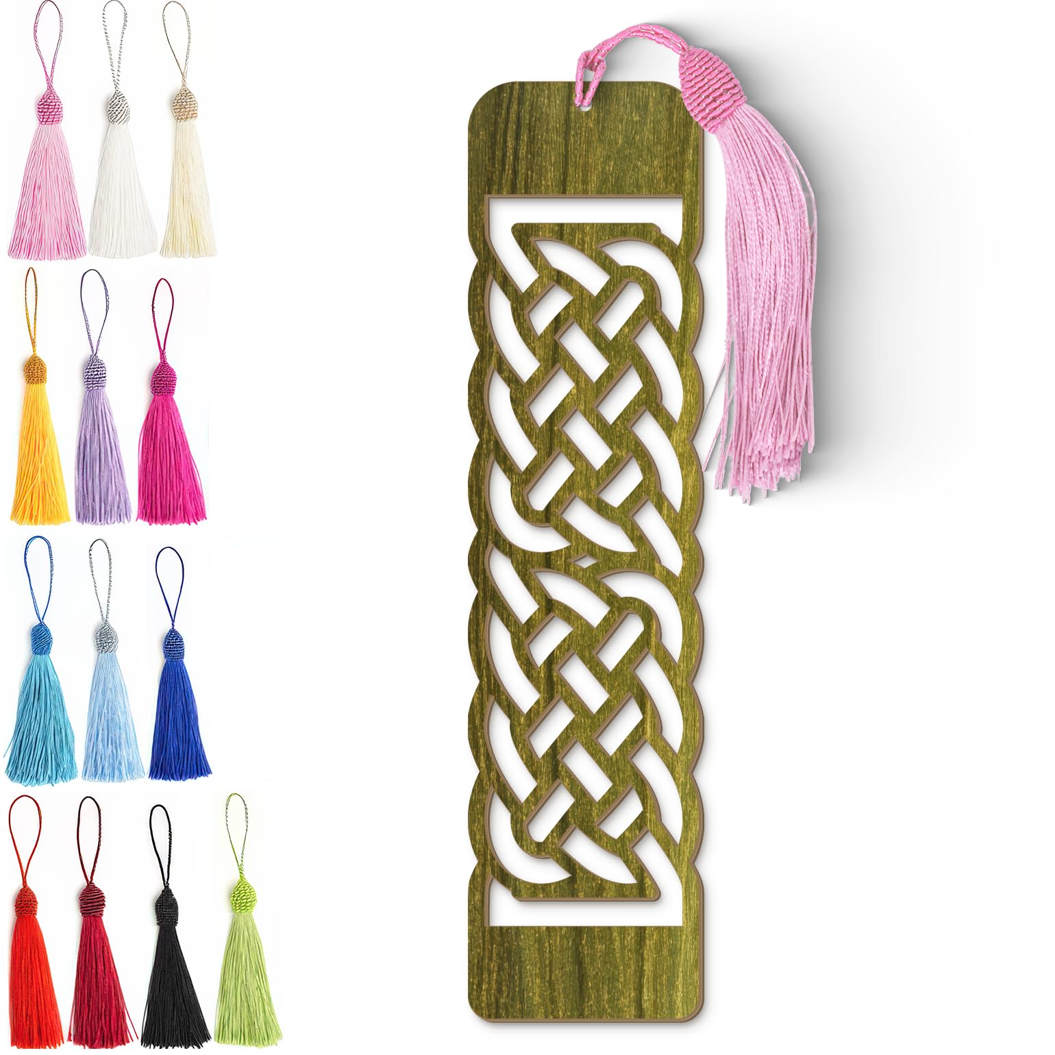 Celtic Wooden Bookmark – Intricate Laser Cut Knot Design with Silky Tassel