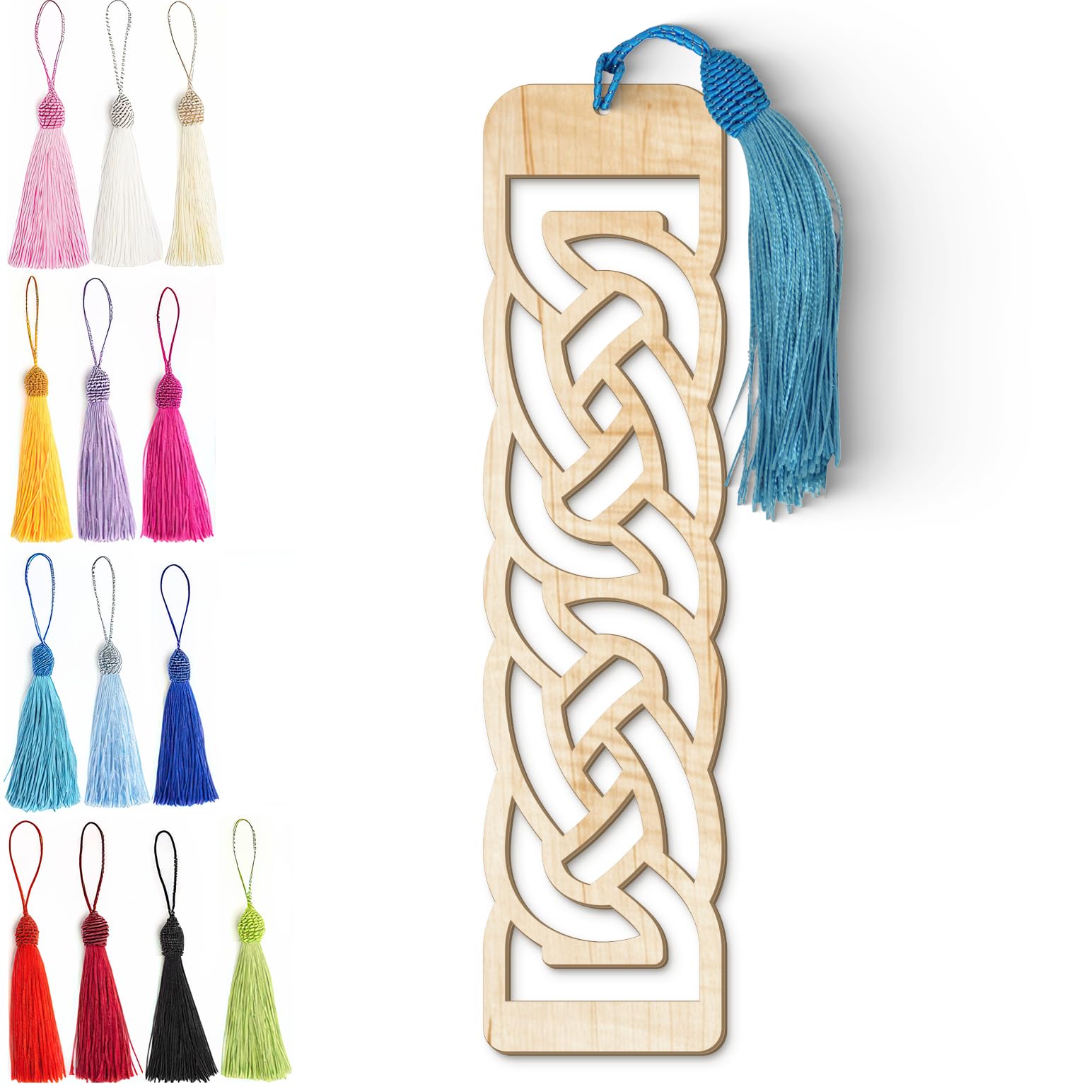 Celtic Wooden Bookmark – Laser Cut Interlocking Knot Design with Tassel