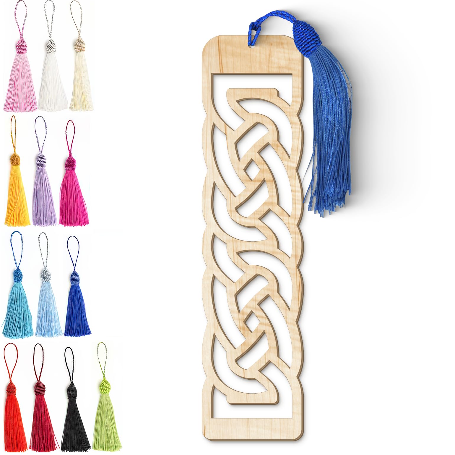 Celtic Wooden Bookmark – Laser Cut Interlocking Knot Design with Tassel
