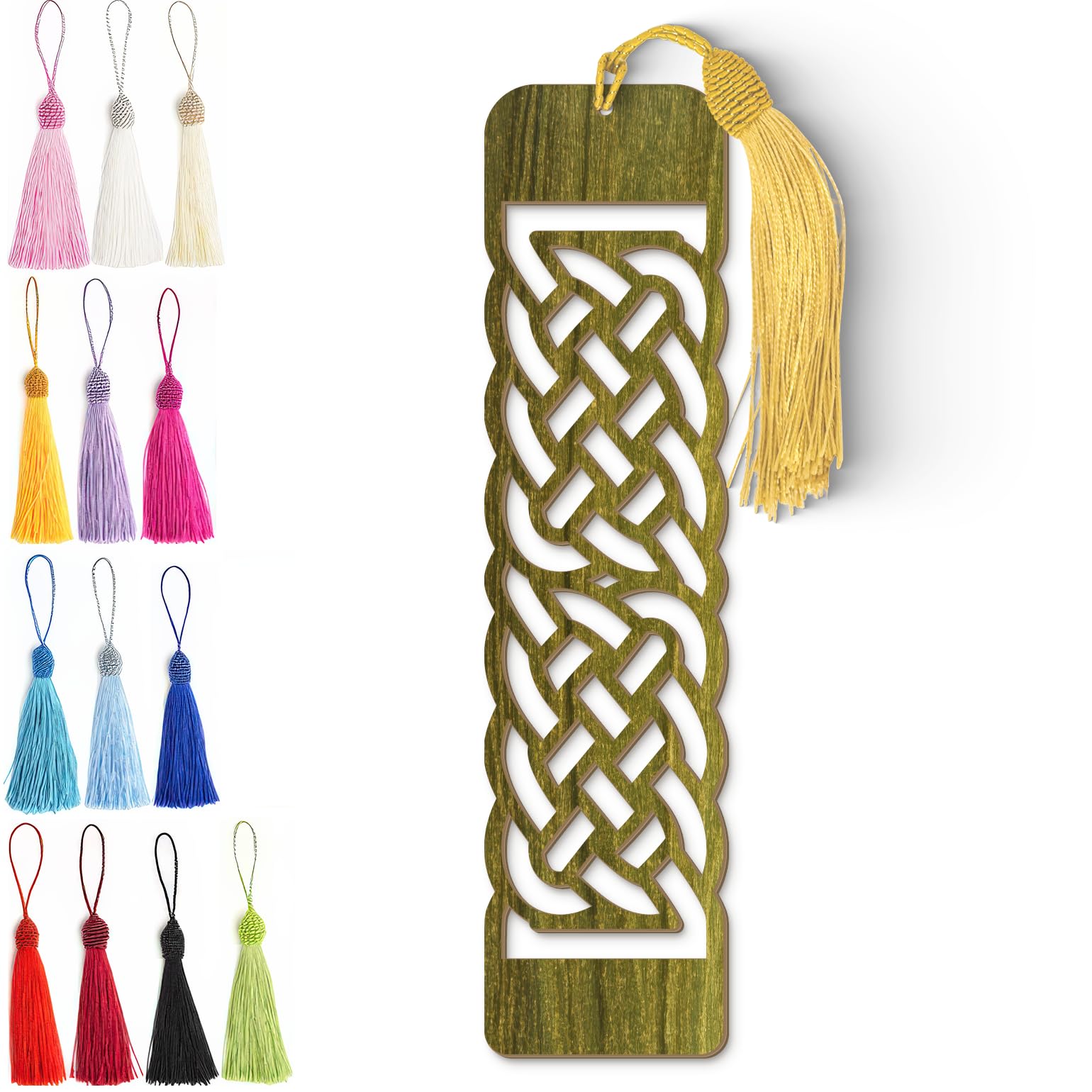 Celtic Wooden Bookmark – Intricate Laser Cut Knot Design with Silky Tassel