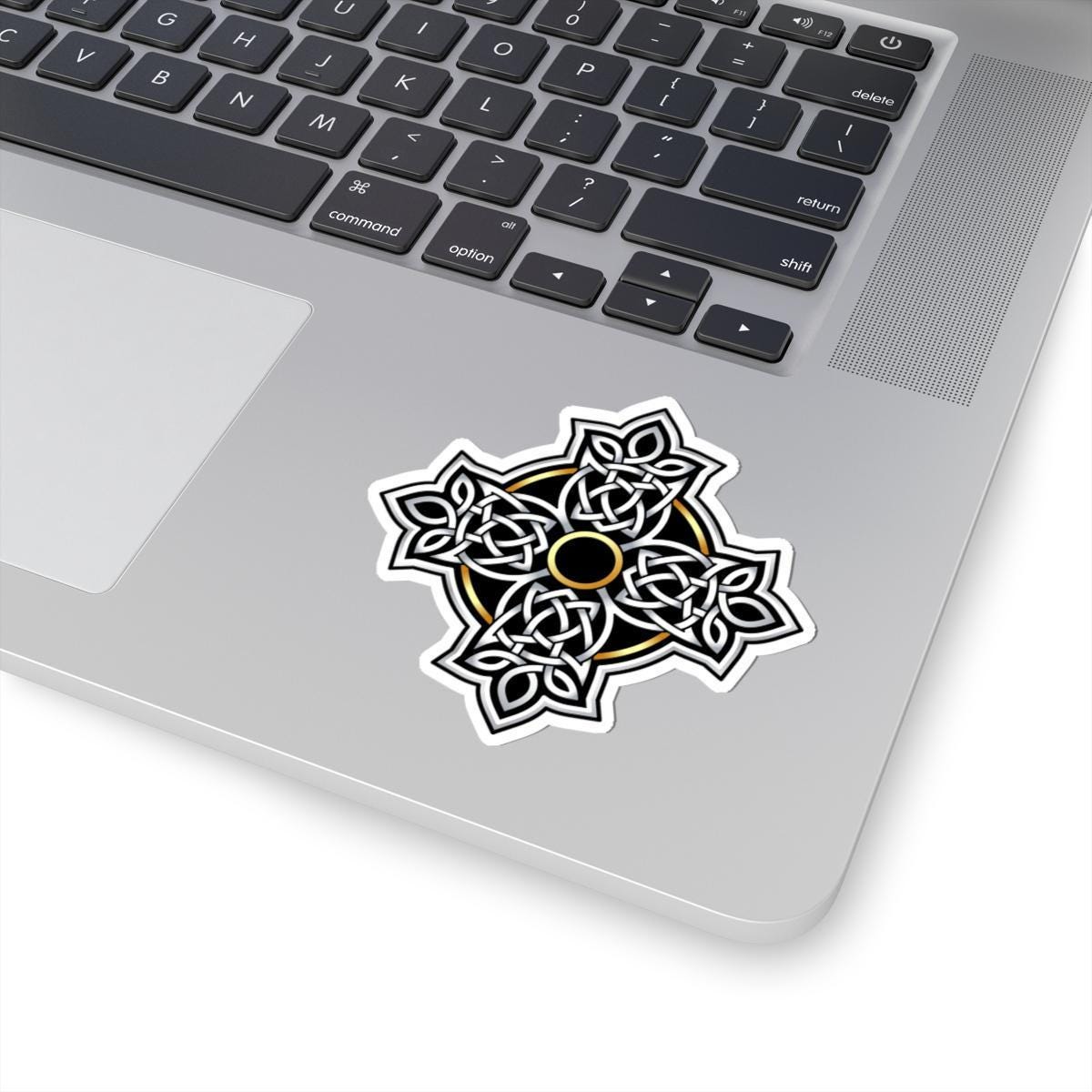 Celtic Cross Decal - Intricate Knotwork & Symmetrical Patterns | Glossy Vinyl Sticker