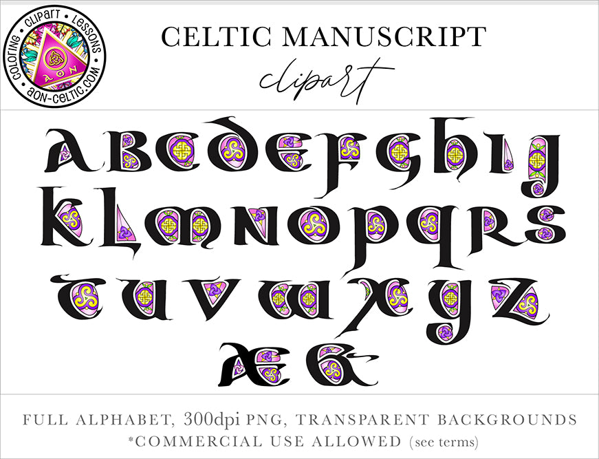 a set of letters and numbers with decorative designs