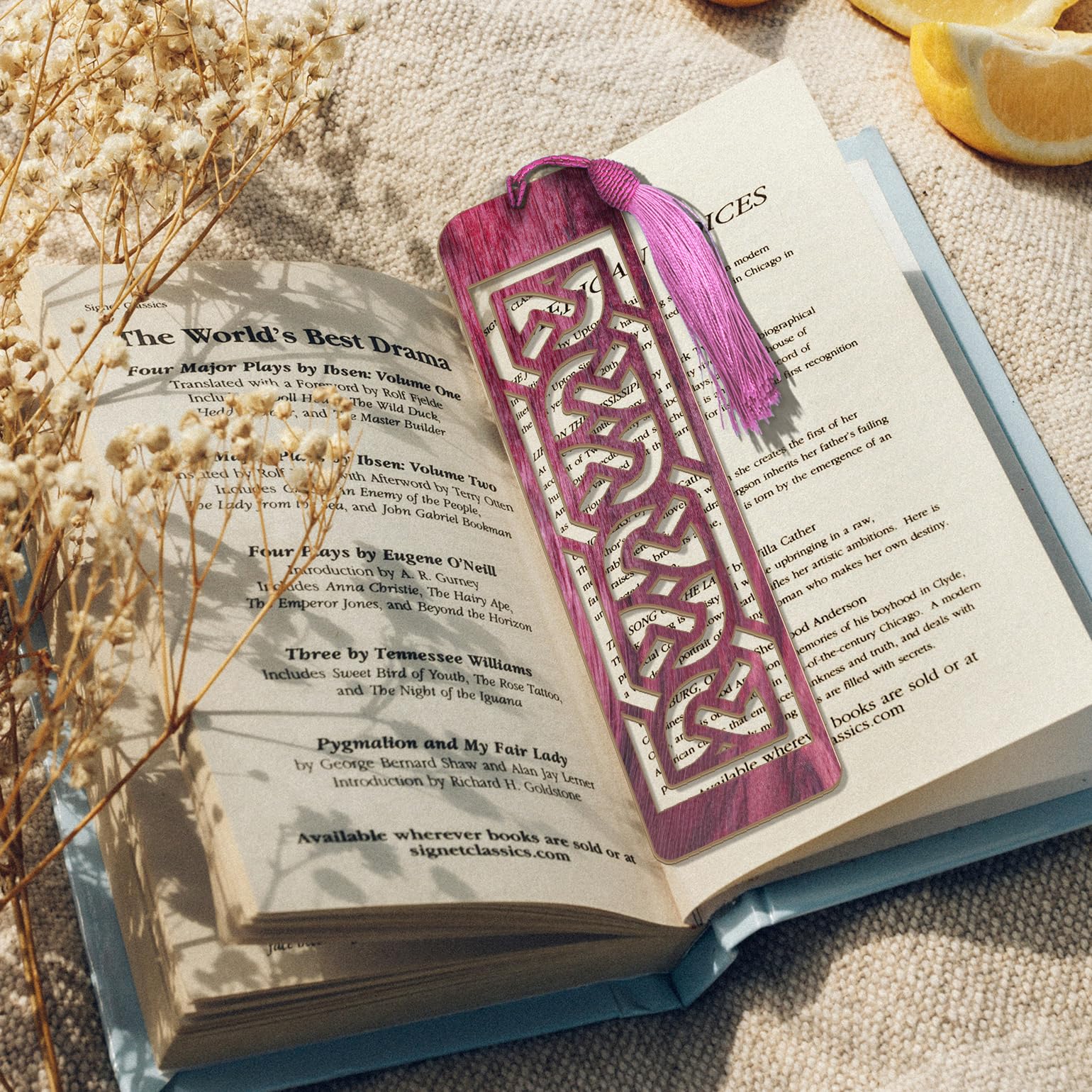 Celtic Wooden Bookmark – Laser Cut Interlocking Knot Design | Purple Wood Finish Tassel