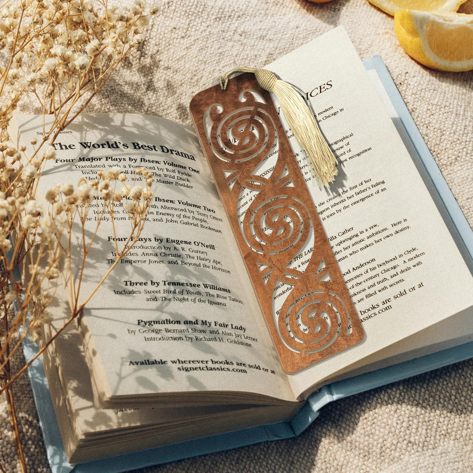 Wooden Bookmark | Celtic Spiral Design - Laser Cut Dark Wood Finish with Tassel