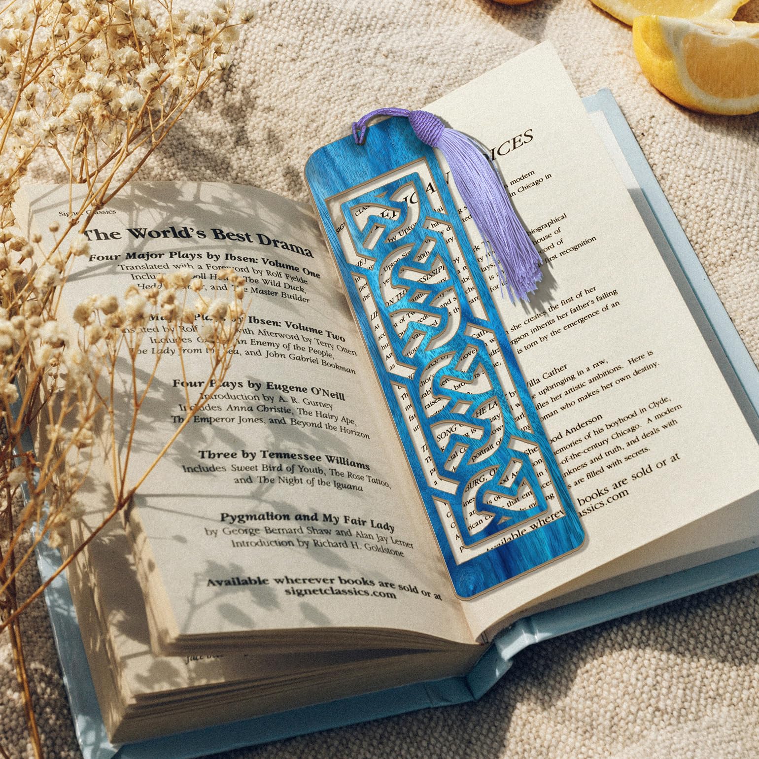 Celtic Wooden Bookmark – Laser Cut Interlocking Knot Design | Blue Wood Finish Tassel