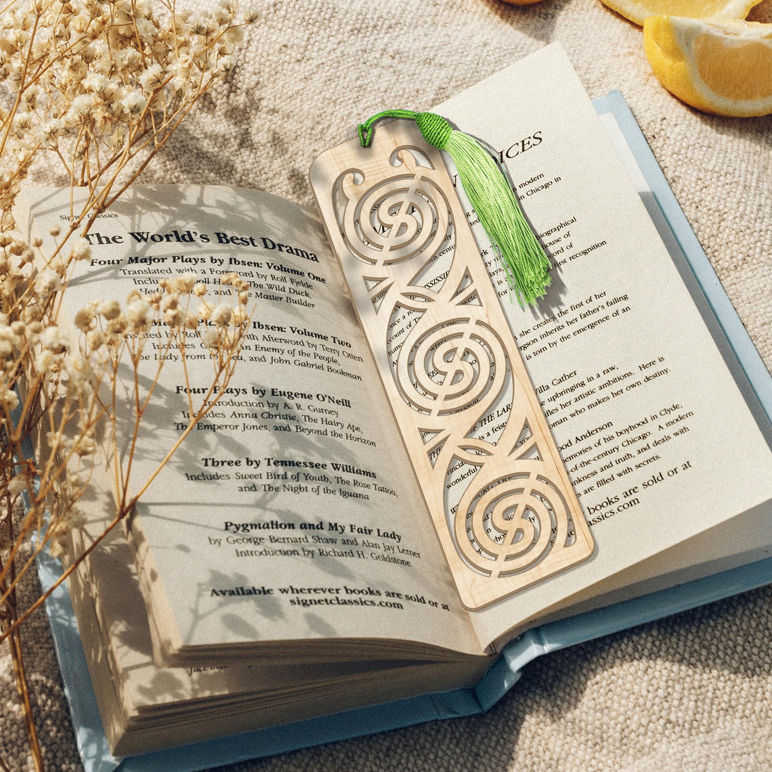 Celtic Wooden Bookmark – Laser Cut Triskele Design with Tassel | Light Wood Finish