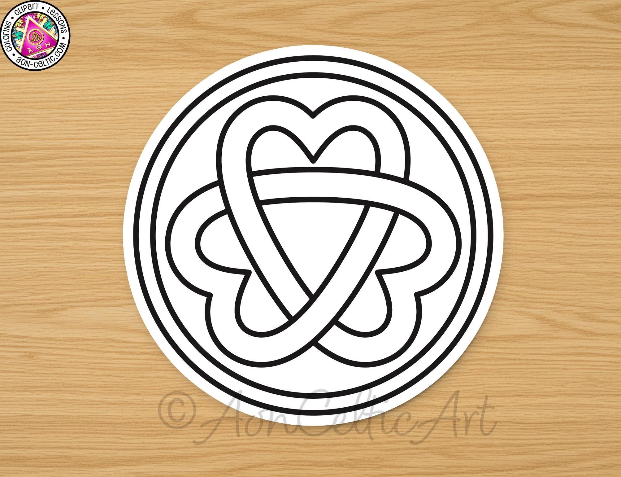 A circular emblem featuring a heart-shaped design with a ribbon or ribbon-like element, all in black and white.