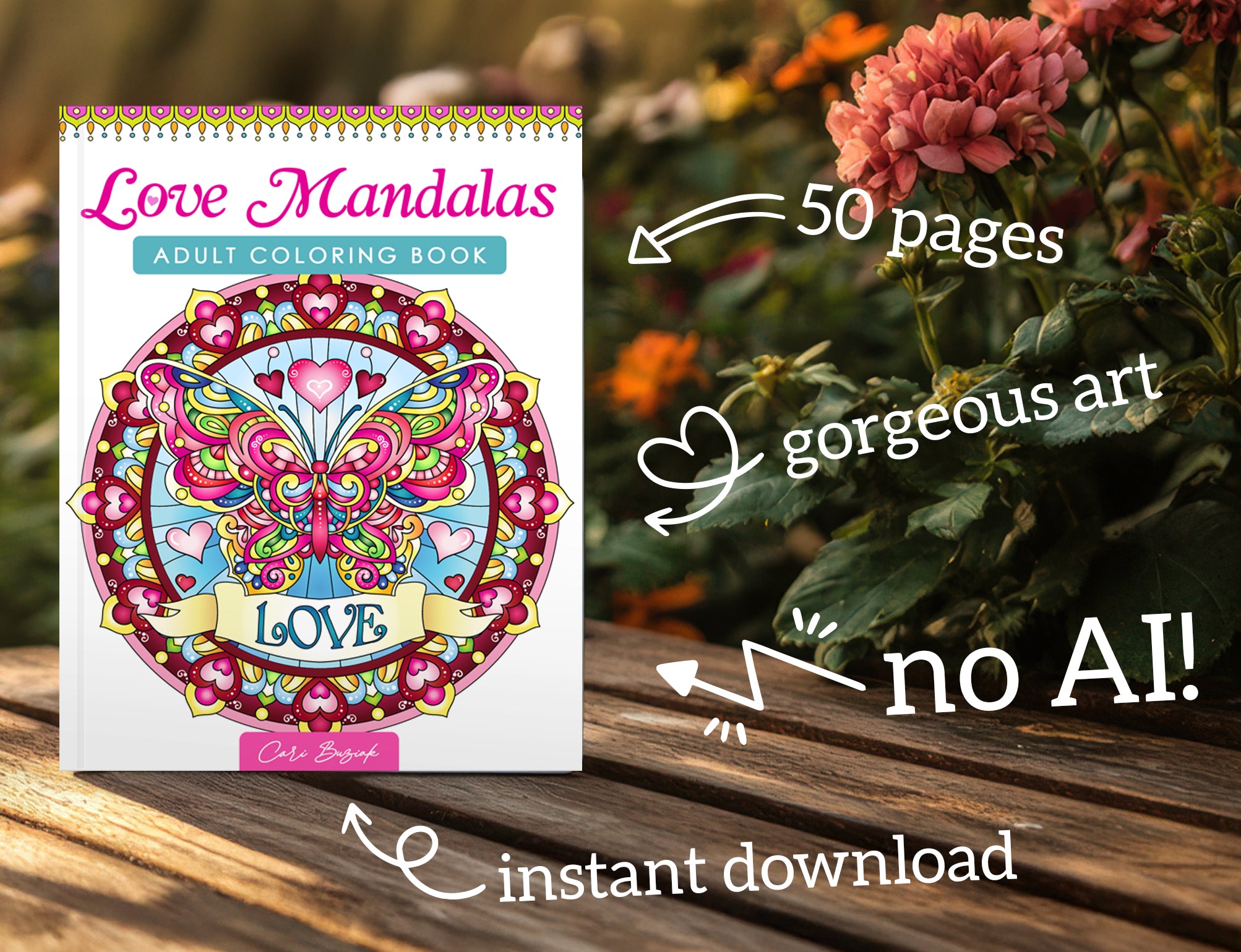 a coloring book sitting on top of a wooden table