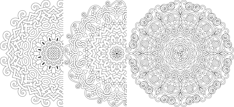 a black and white image of two circular designs