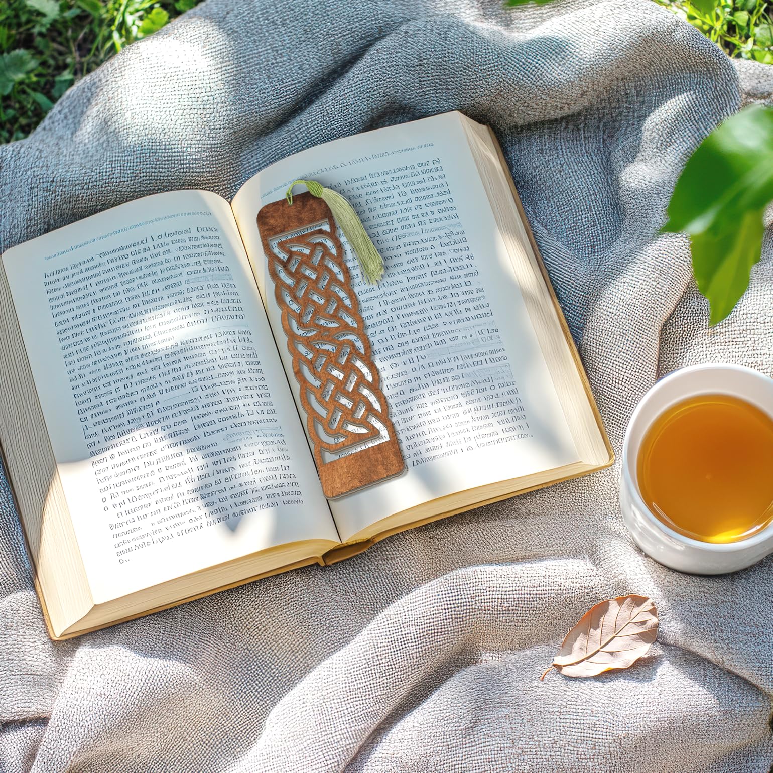Celtic Wooden Bookmark – Handmade Laser Cut Dark Wood Grain Design with Tassel