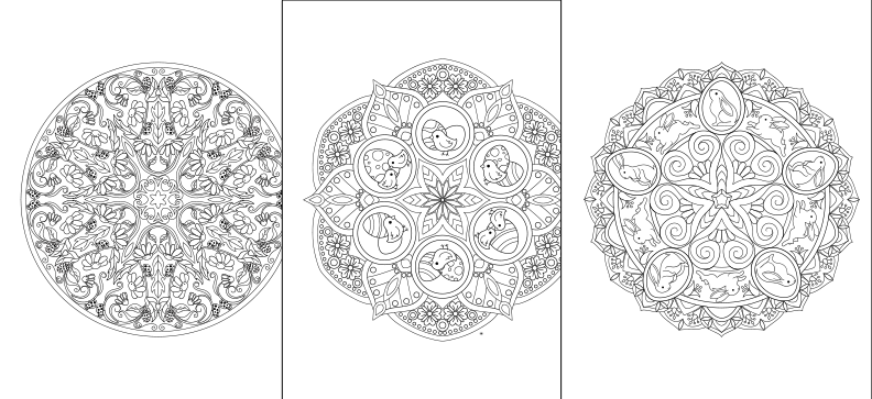 a coloring book page with two different designs