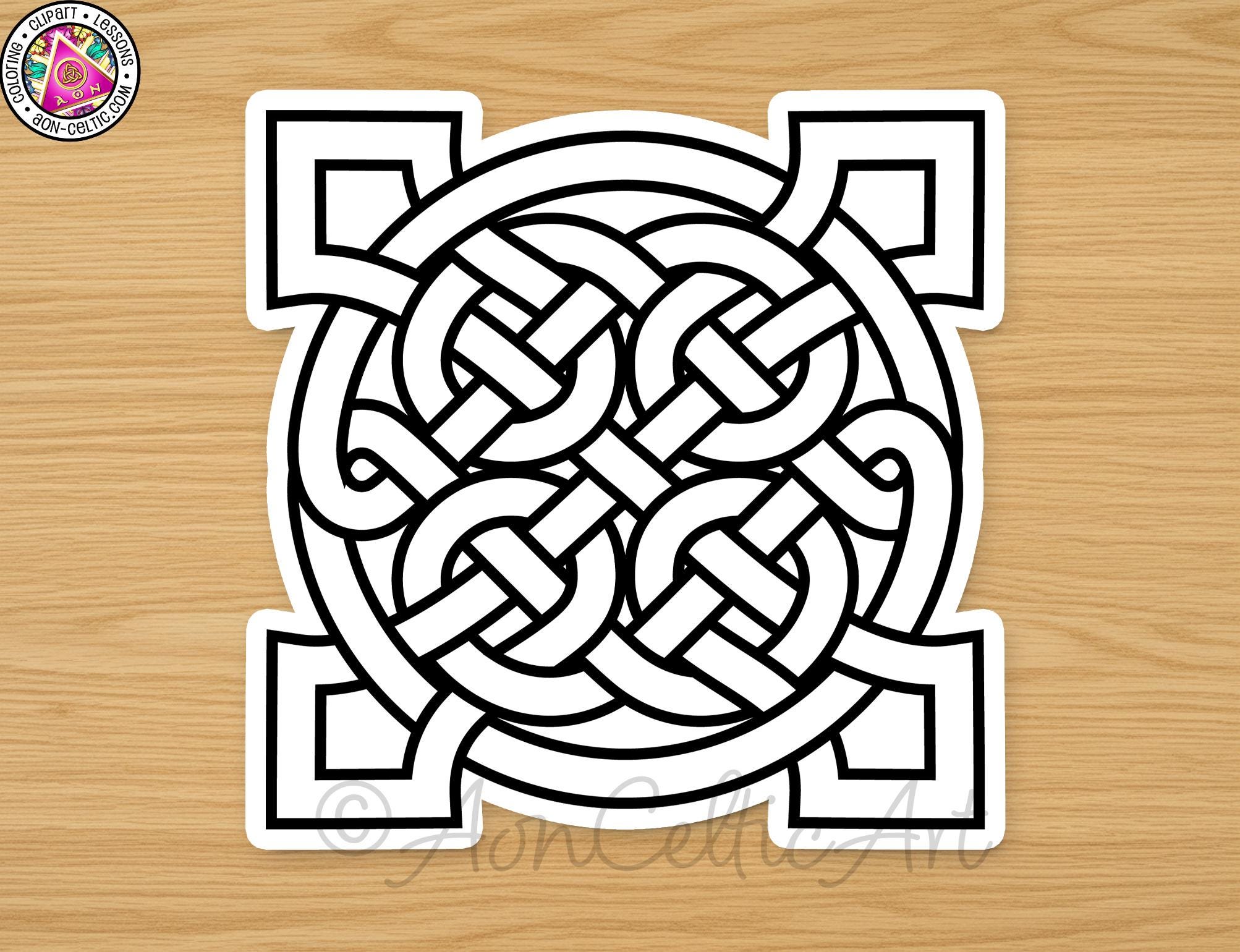 A black and white image depicting a complex, intricate Celtic knot design.