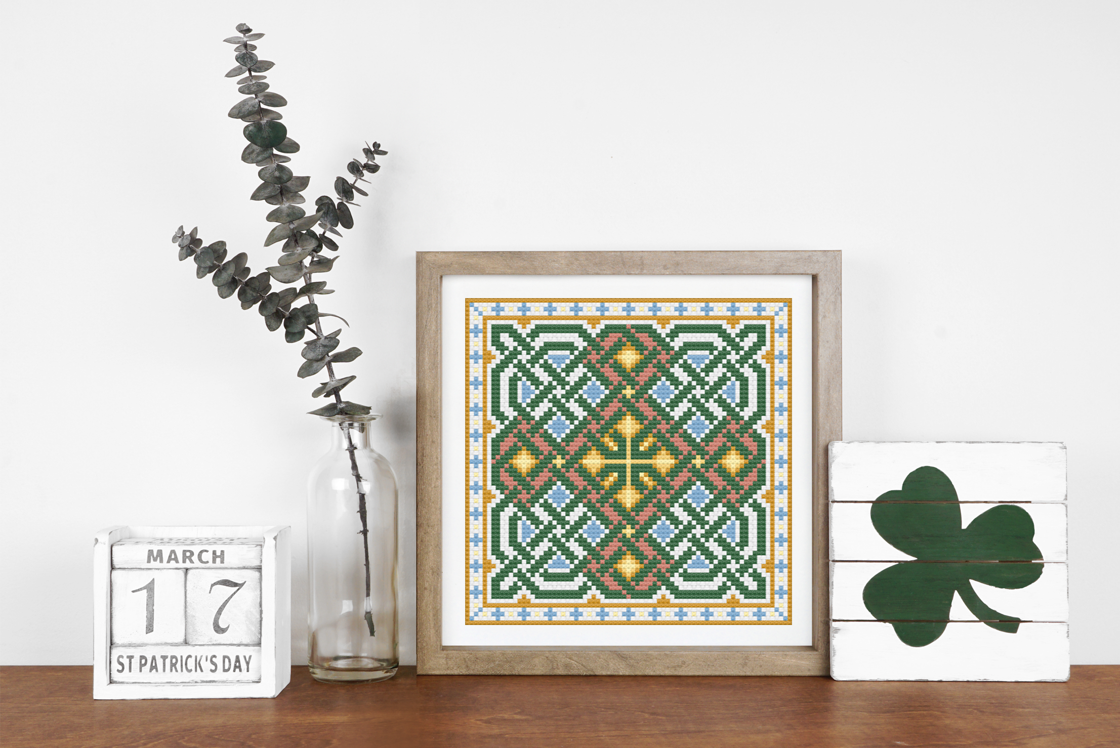 Celtic Cross Stitch Pattern - Irish Embroidery PDF With Knotwork Design