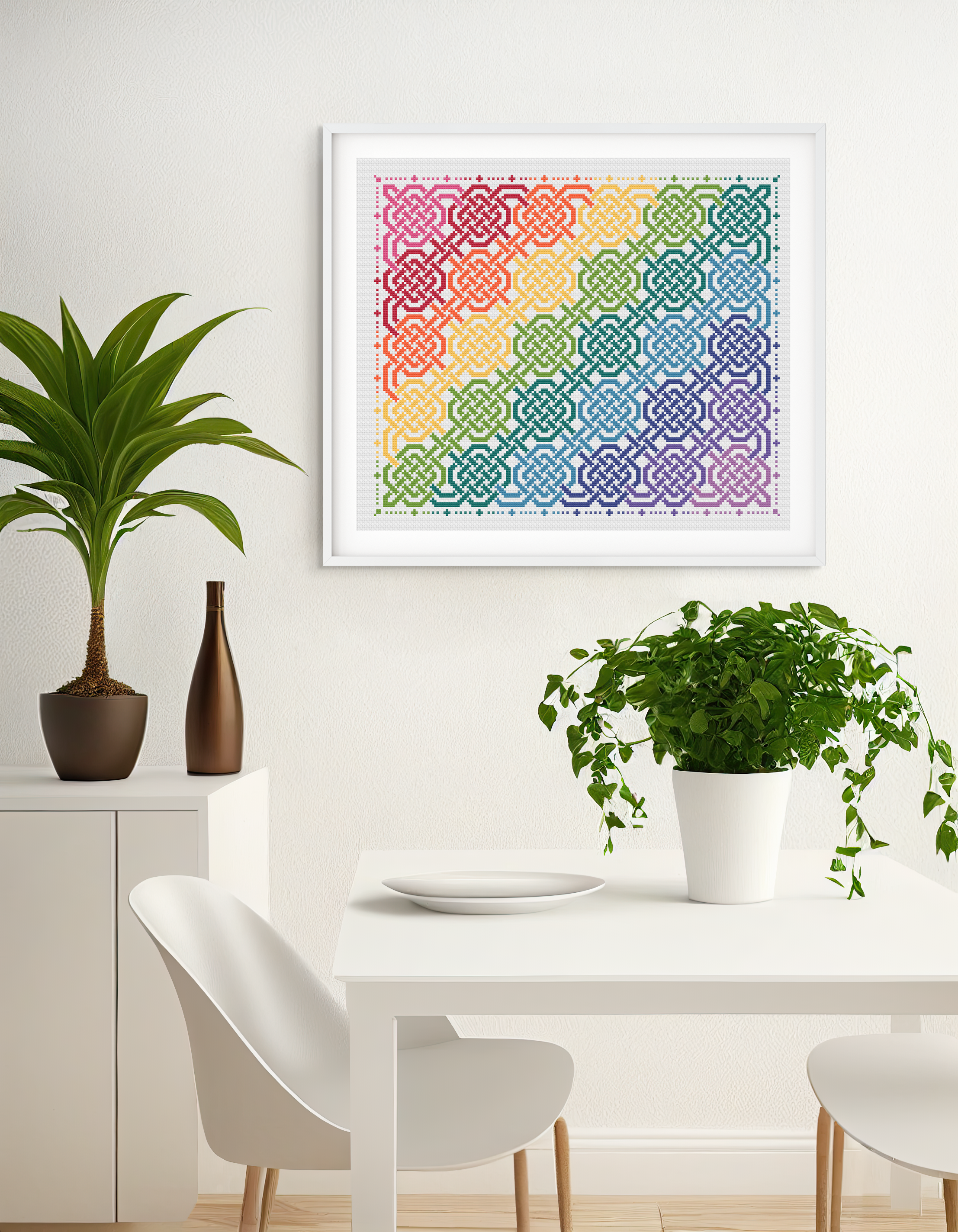 Celtic Cross Stitch Pattern - Rainbow Quilt PDF | Irish Embroidery Design, Aida 14 Count