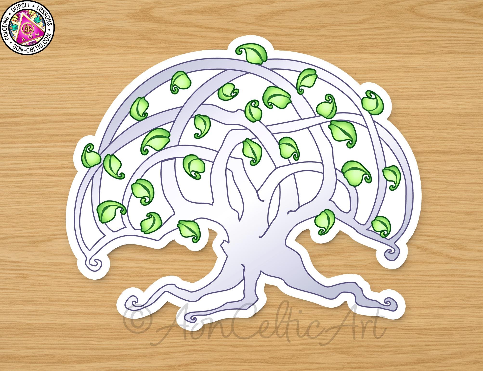 A stylized tree with green leaves and a curved trunk, depicted in a minimalist and abstract manner.