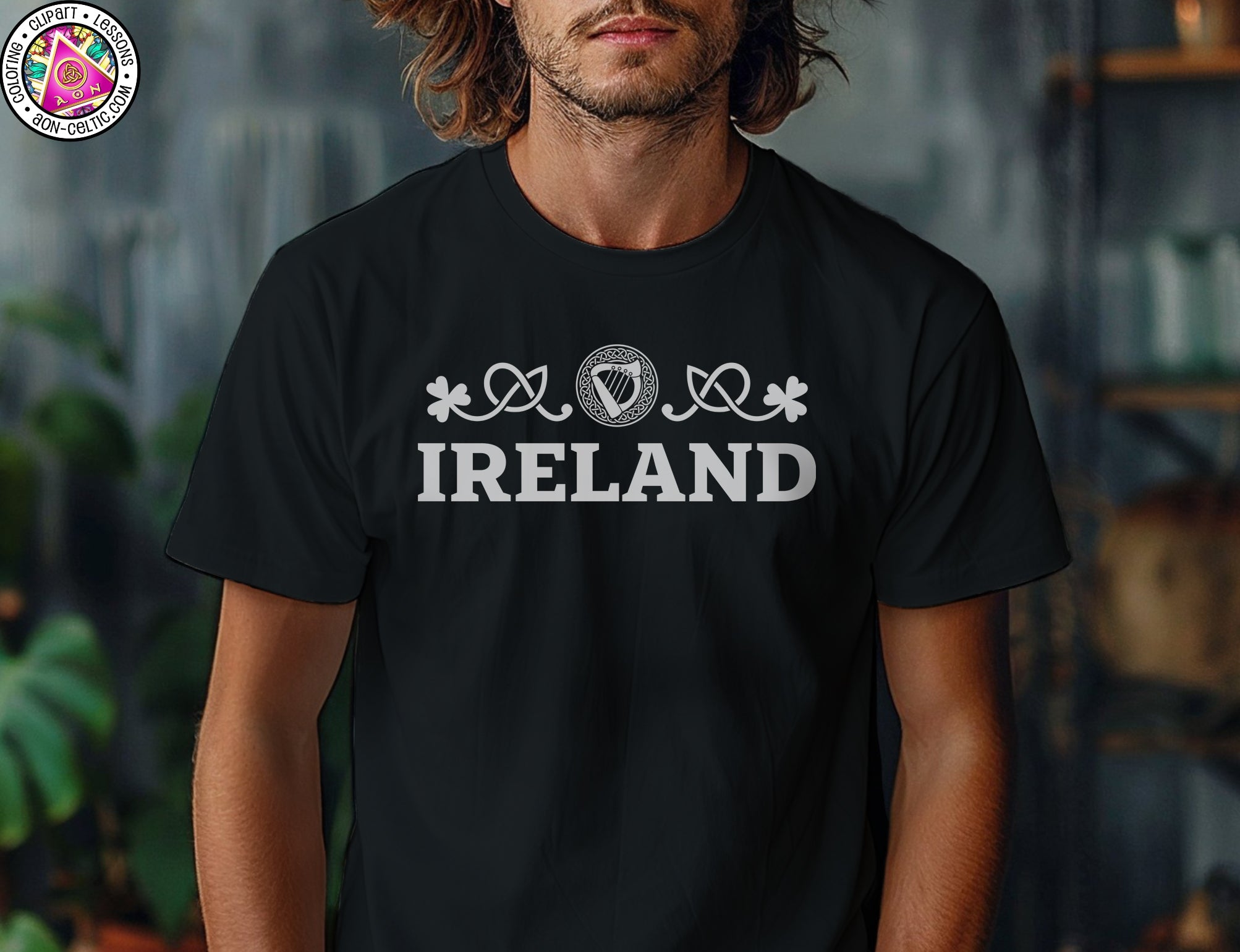 a man with long hair wearing a black shirt