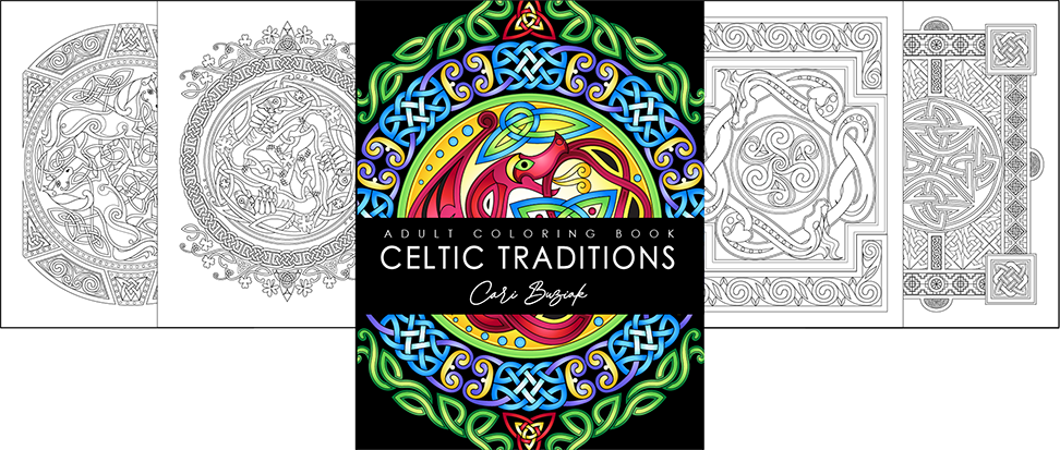 a coloring book with celtic designs on it