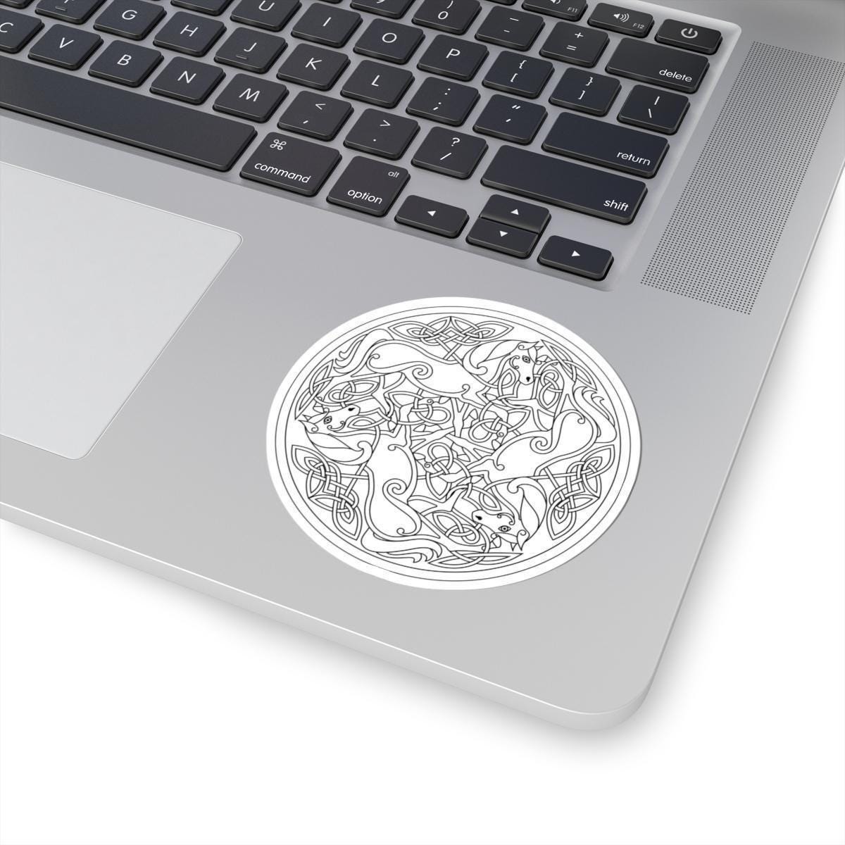 Celtic Epona Horses Sticker – Glossy Vinyl Mandala With Knotwork & Spirals