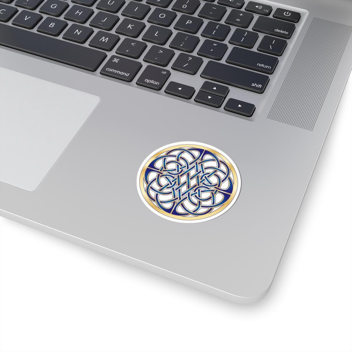 Celtic Knot Sticker – Interlocking Mandala Design | Blue and Gold Decal