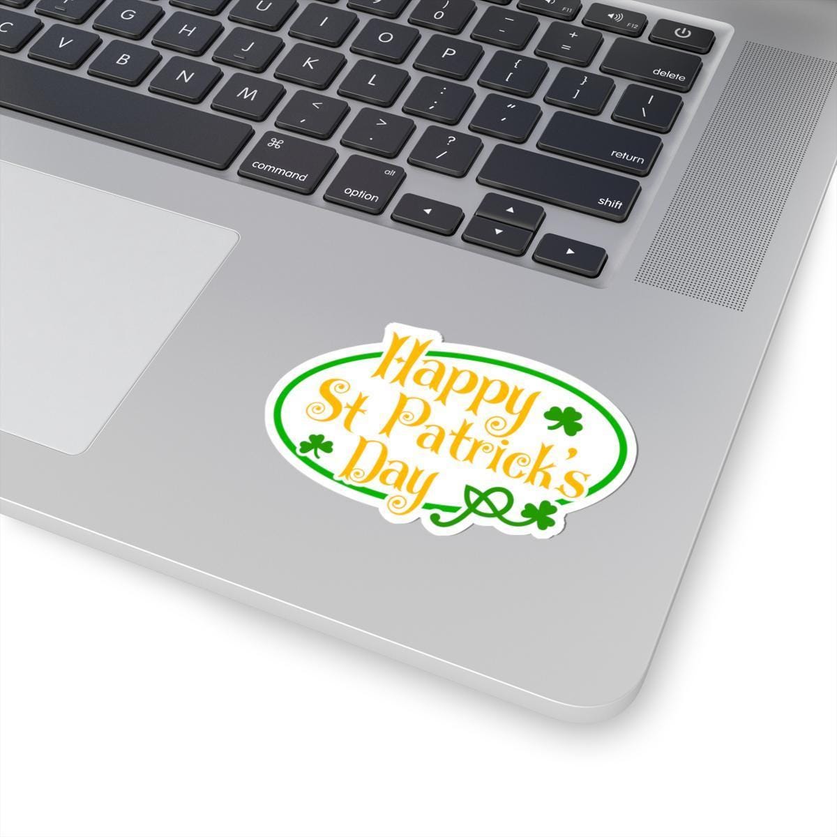 Lucky Shamrock Sticker – Glossy Vinyl Shamrock Decal with Joyful Green Accents