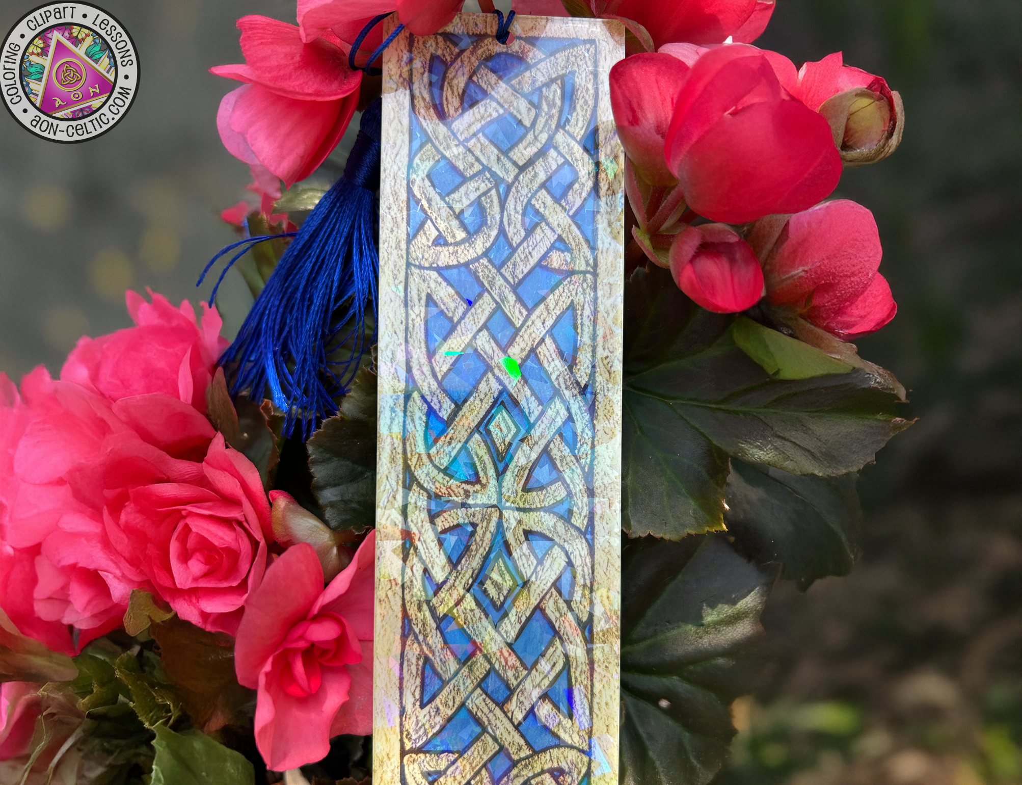 Celtic Bookmark - Braided Knot Hologram Acrylic Book Marker with Tassel Charm