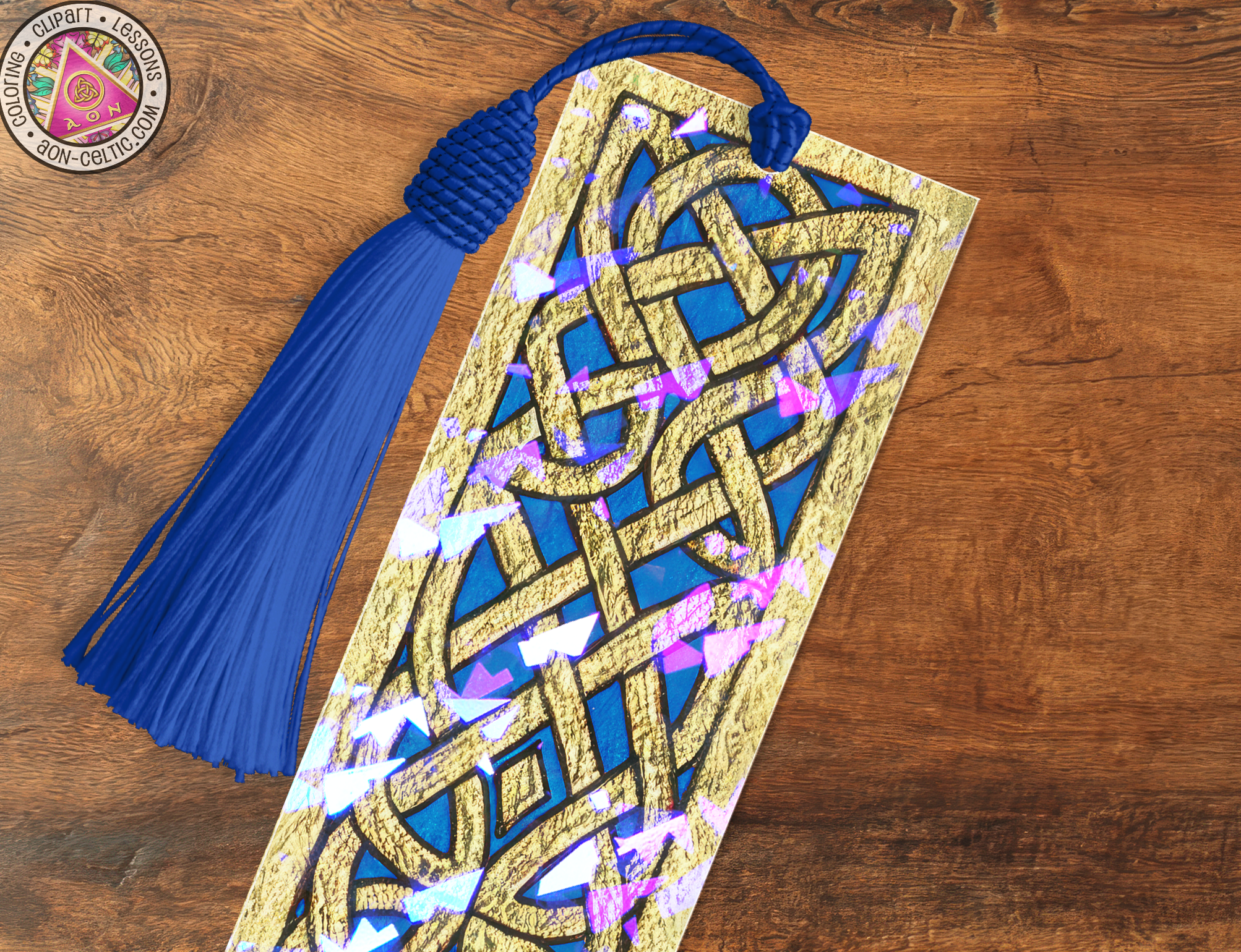 Celtic Bookmark - Braided Knot Hologram Acrylic Book Marker with Tassel Charm