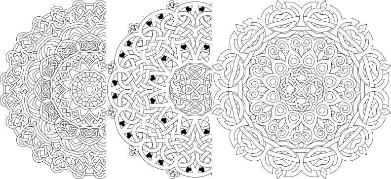 a black and white image of two different designs