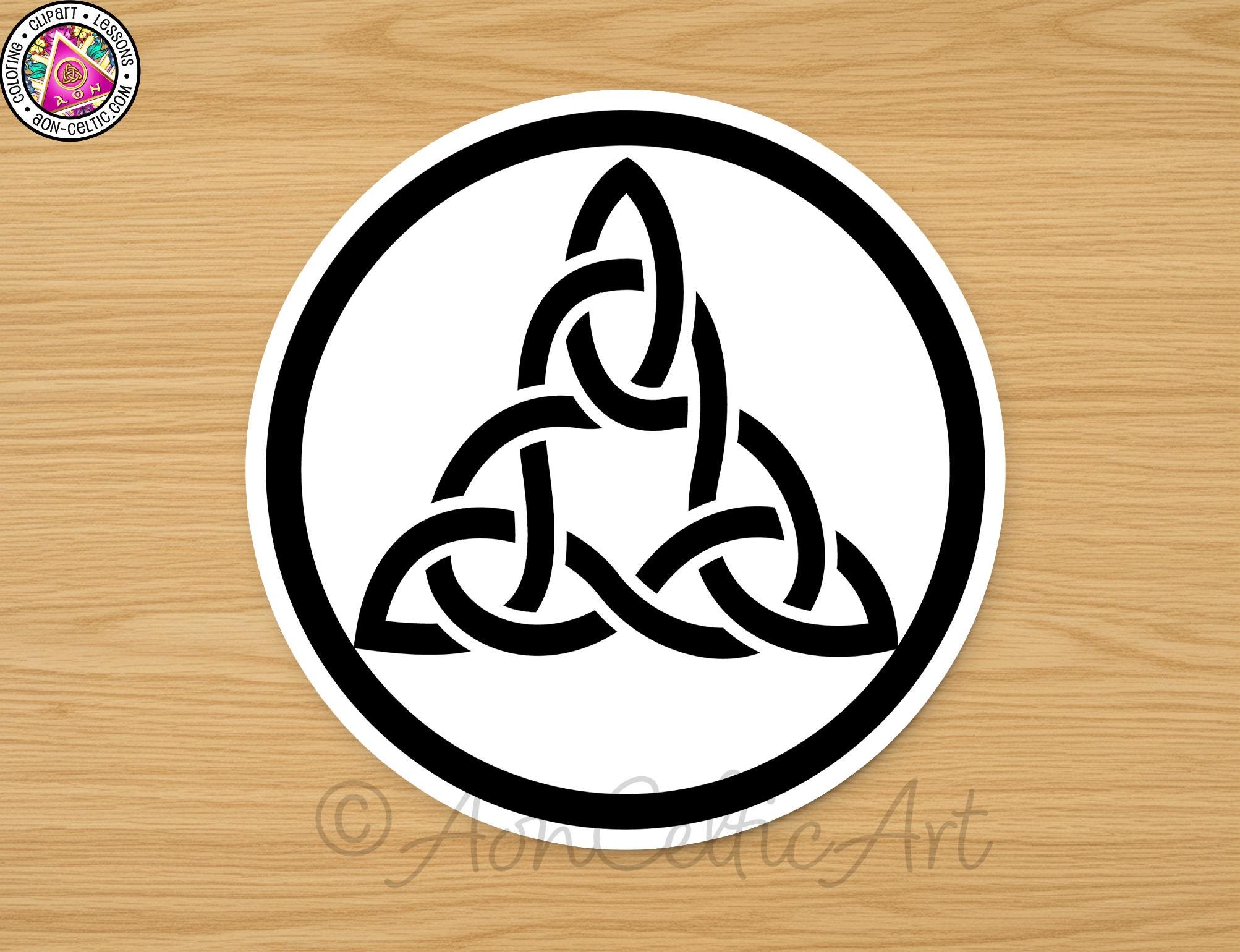 A circular emblem featuring a black and white design of a knot or symbol, which appears to be a Celtic knot or symbol.
