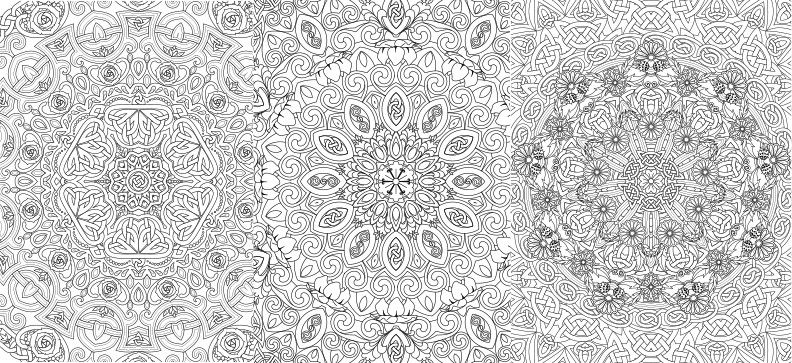 a black and white coloring book page with abstract designs