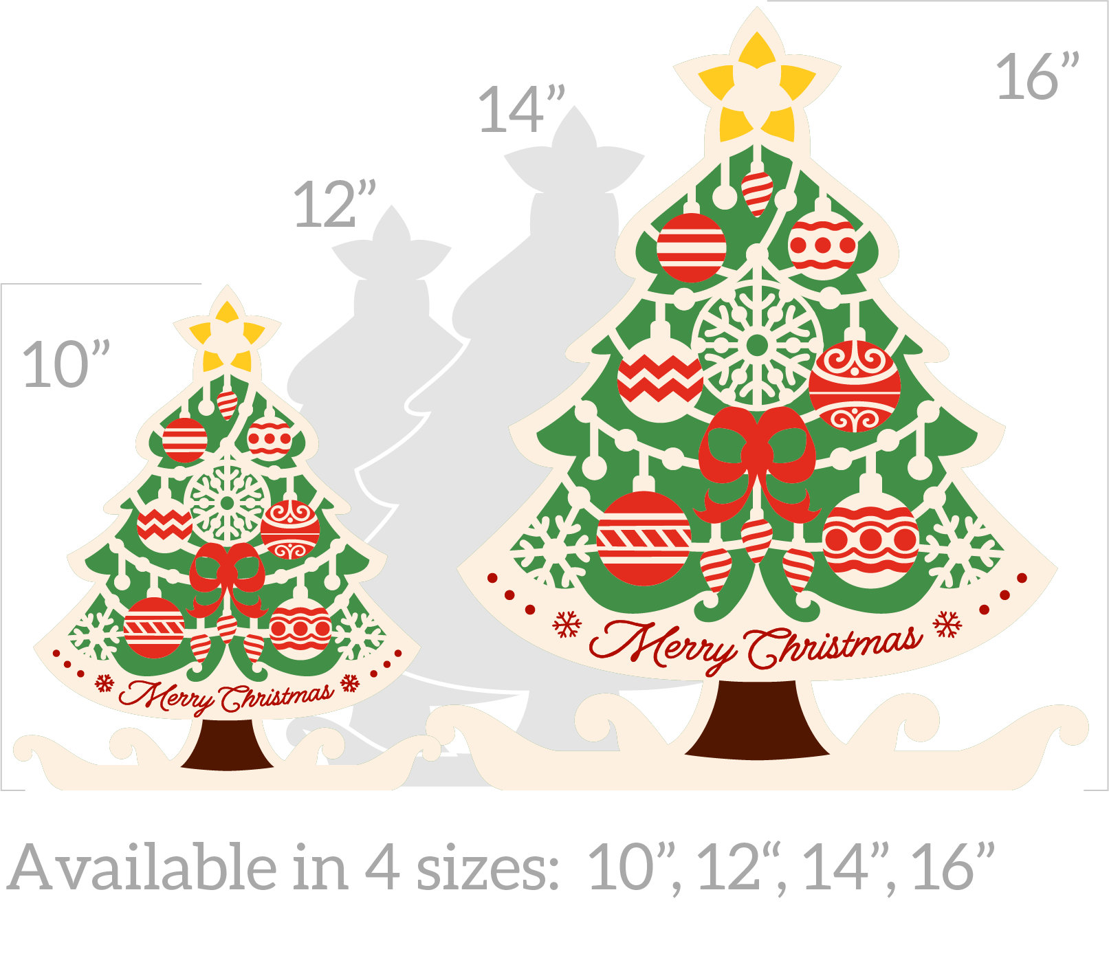 a christmas tree cut out with a christmas theme